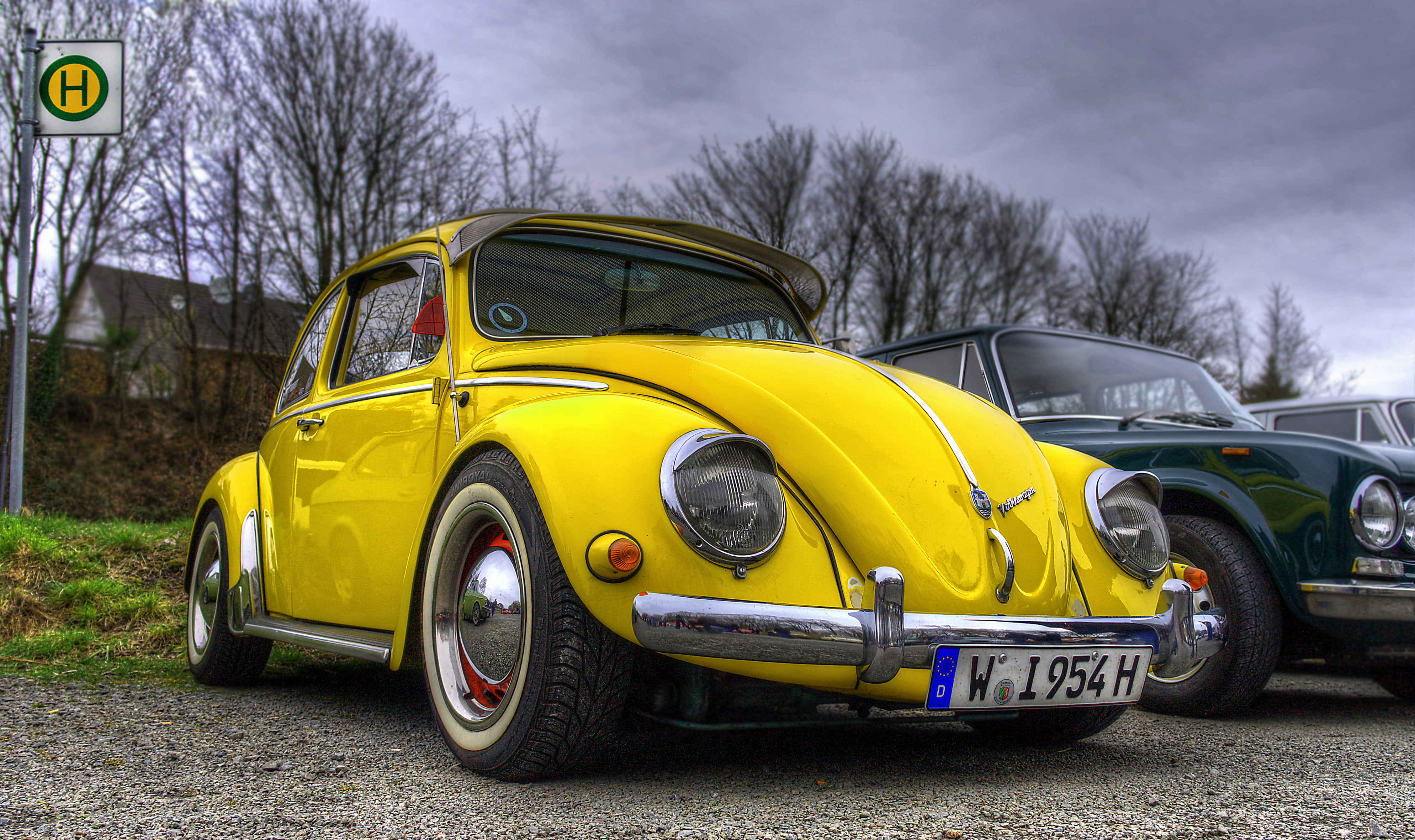 beetle, volkswagen, hdr, vintage, yellow, car. vw