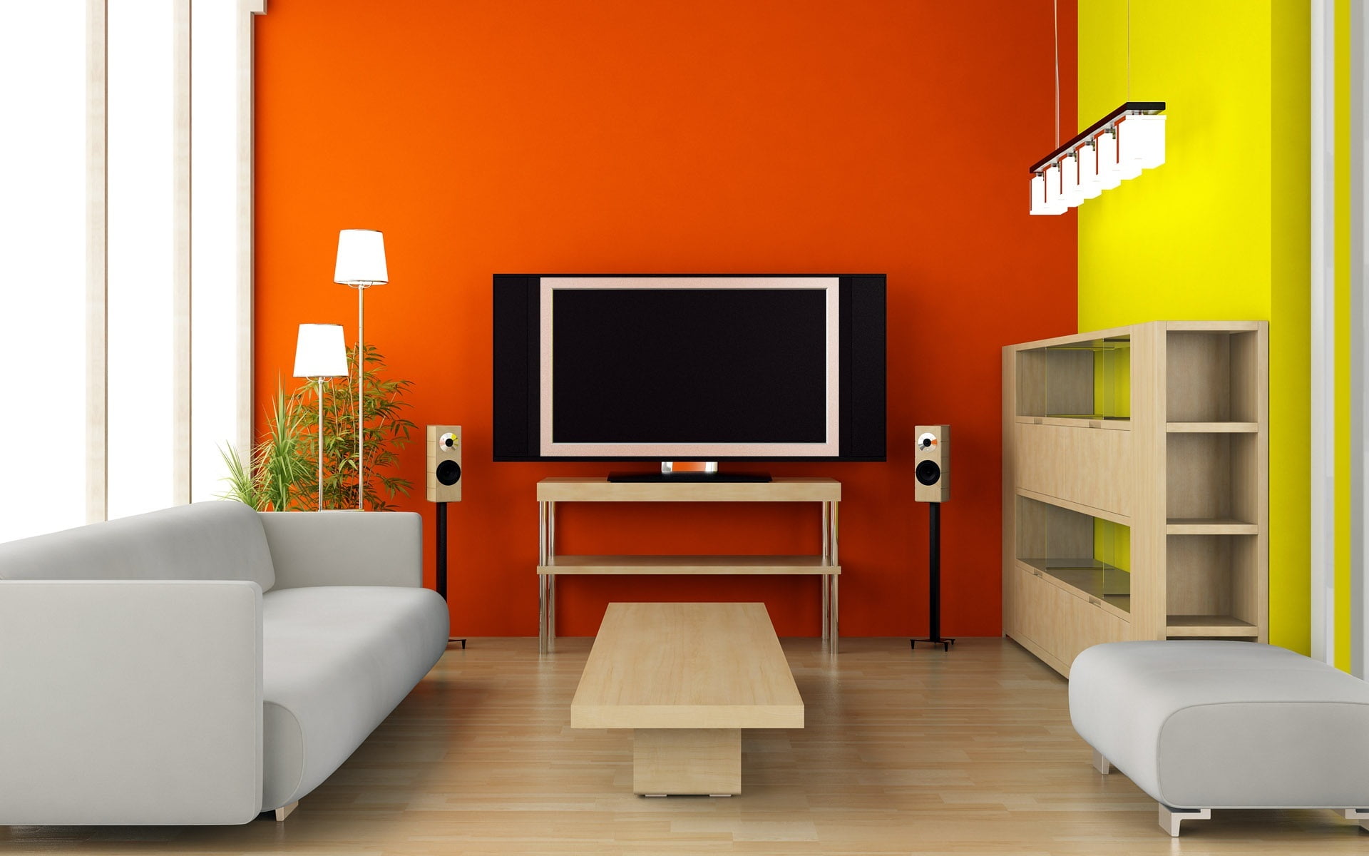 gray flat screen TV, style, room, interior, minimalism, domestic Room