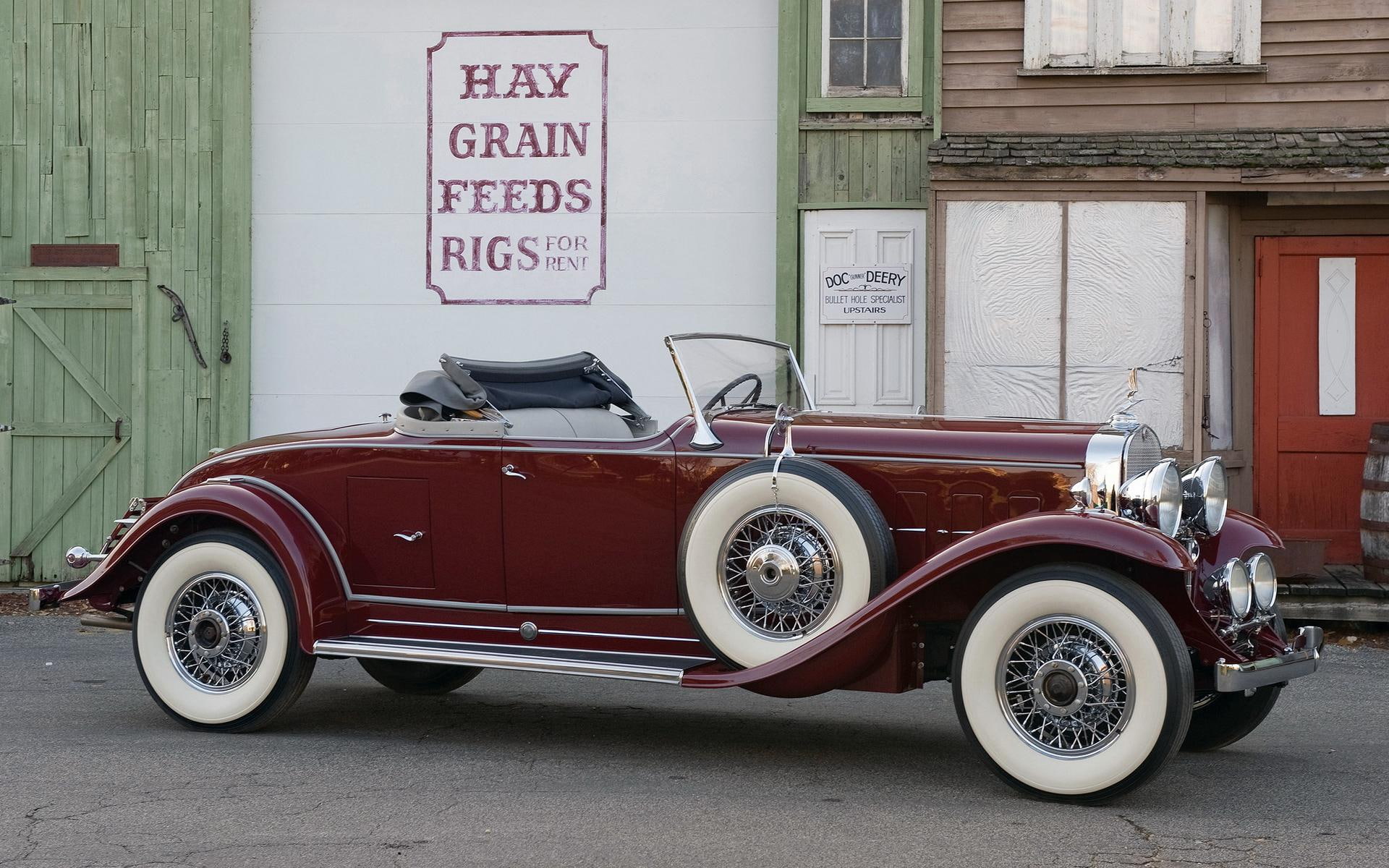 1931 Cadillac V-12, brown classic convertible coupe, cars, 1920x1200