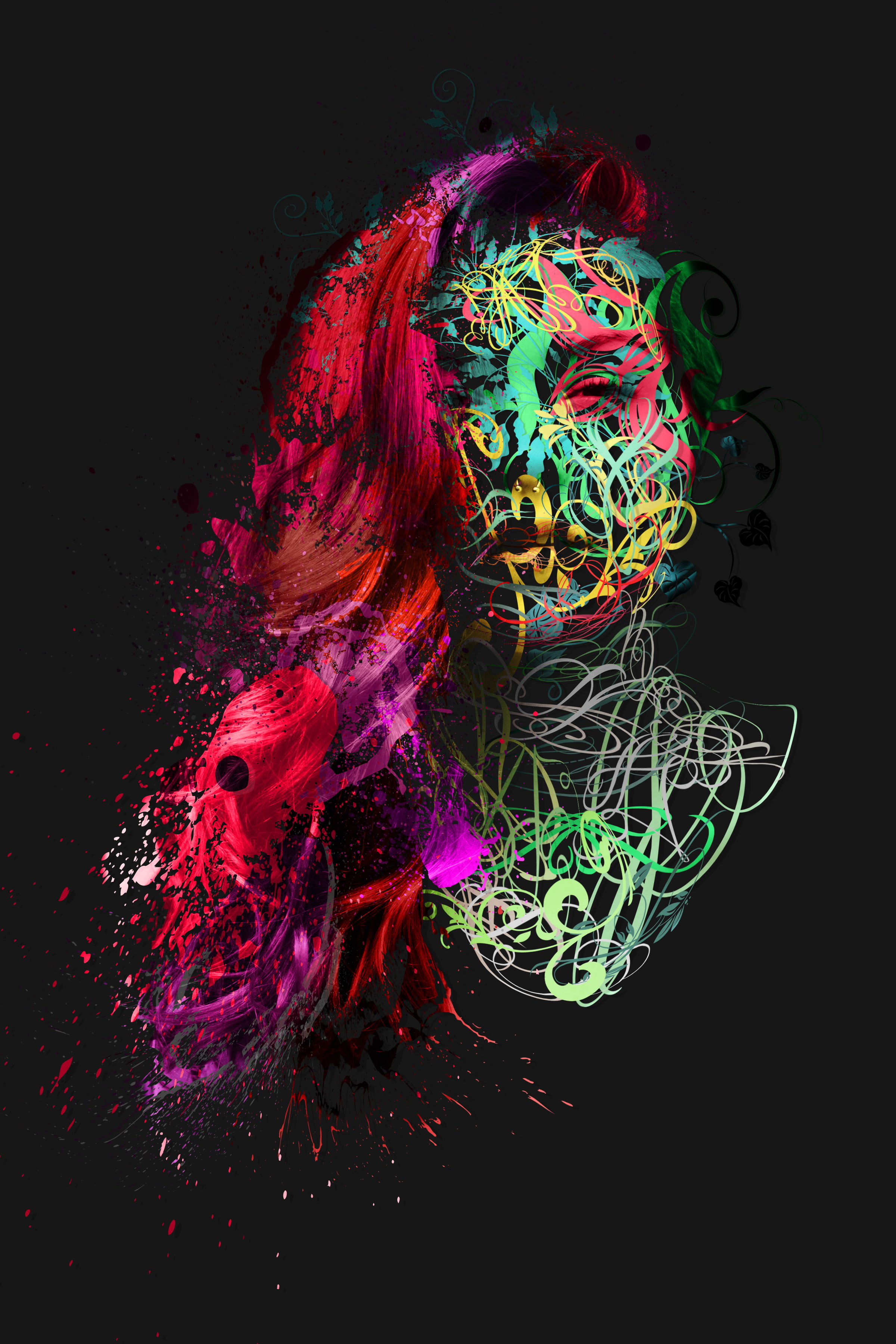 3D Abstract, digital art, photo manipulation, Photoshop, face