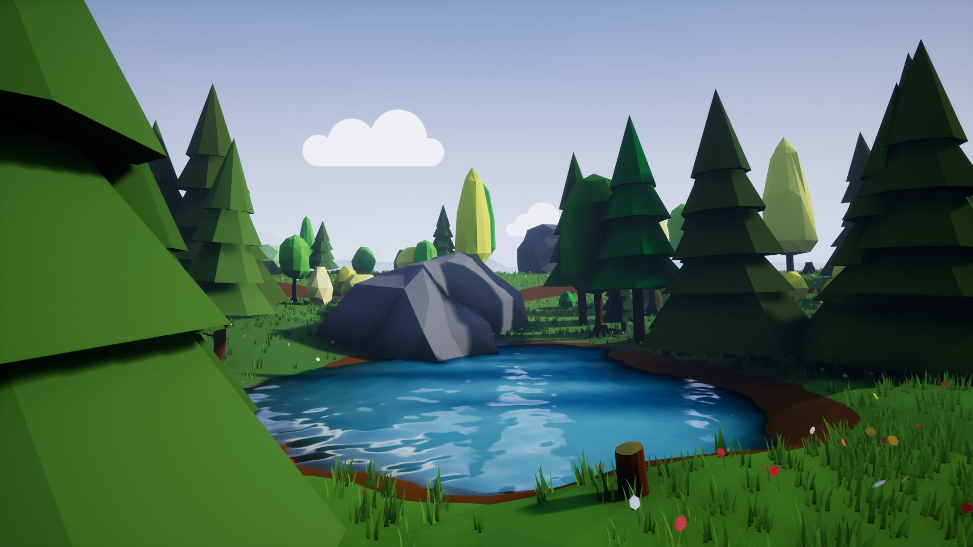 Environment, forest, lake, Low Poly, nature, Unreal Engine 4