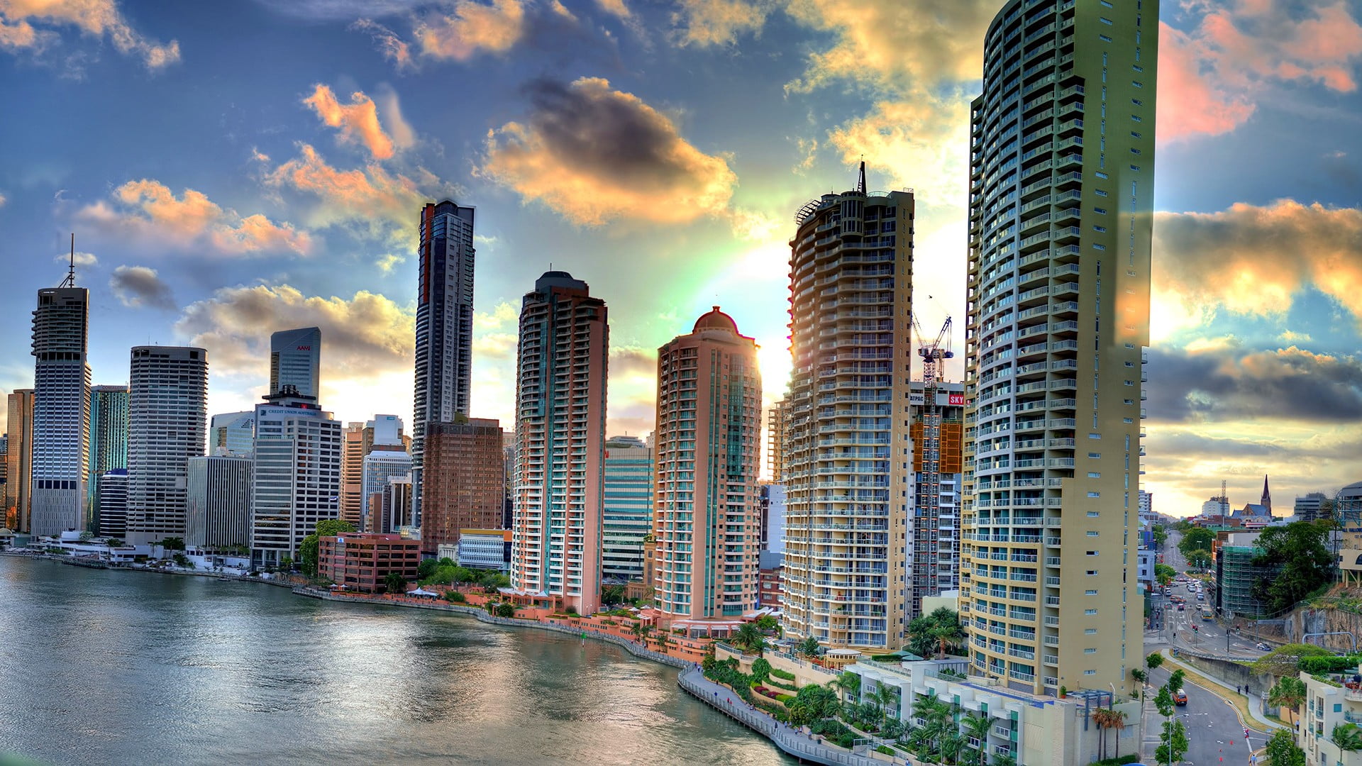 buildings near body of water, cityscape, HDR, Brisbane, river