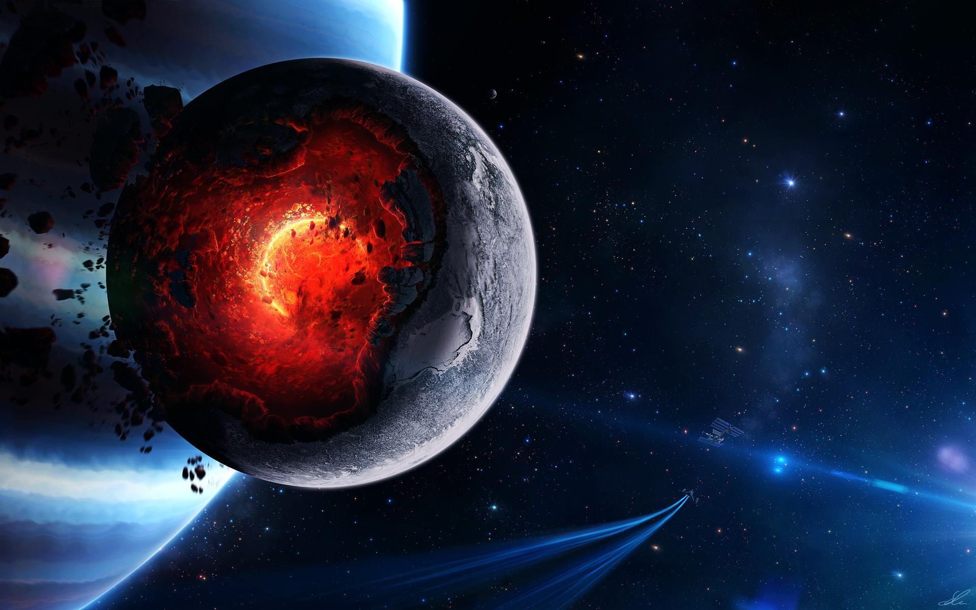 Planet Core Meltdown, burning meteorite
