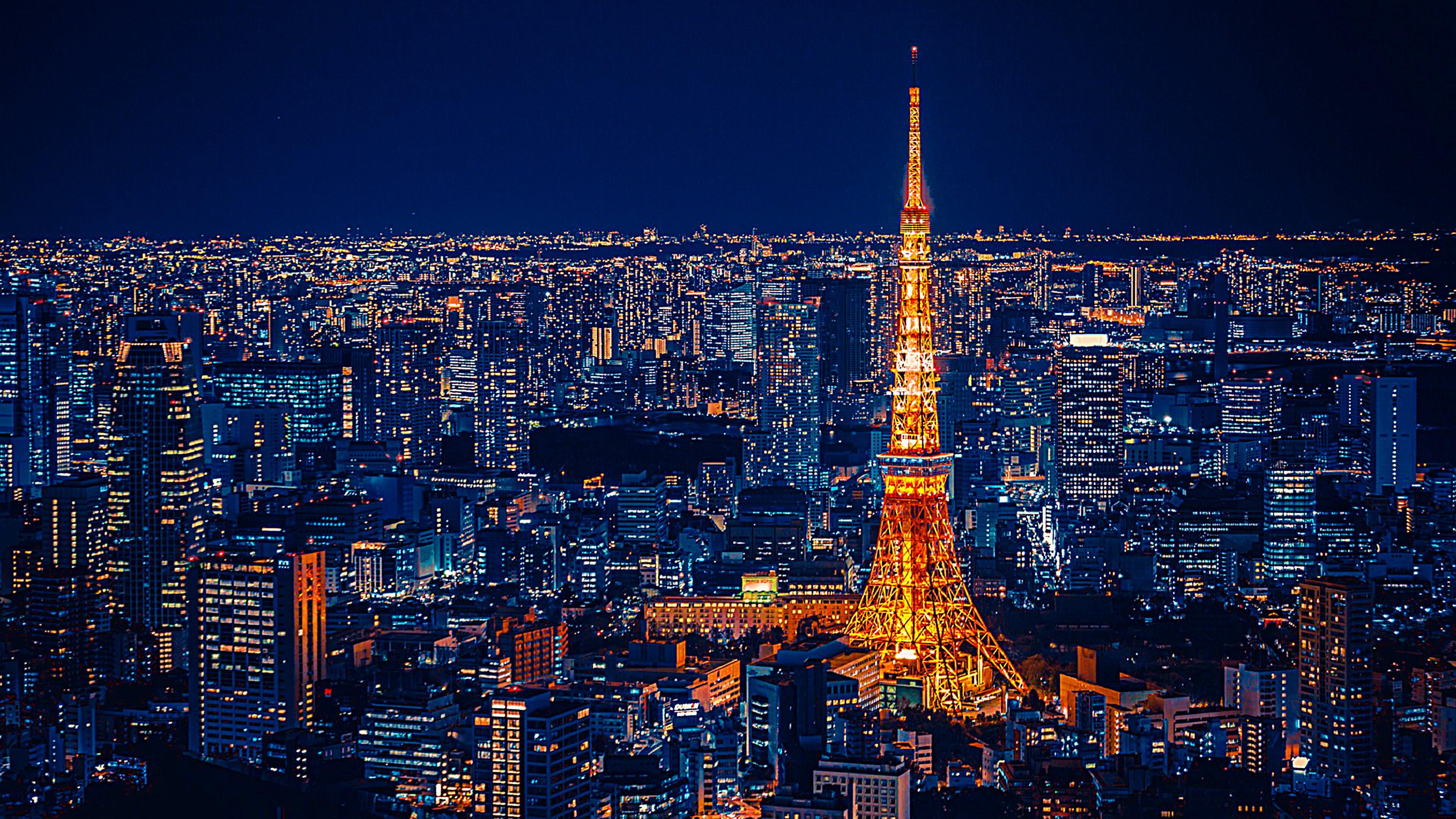 tokyo tower, city lights, cityscape, night lights, japan, asia