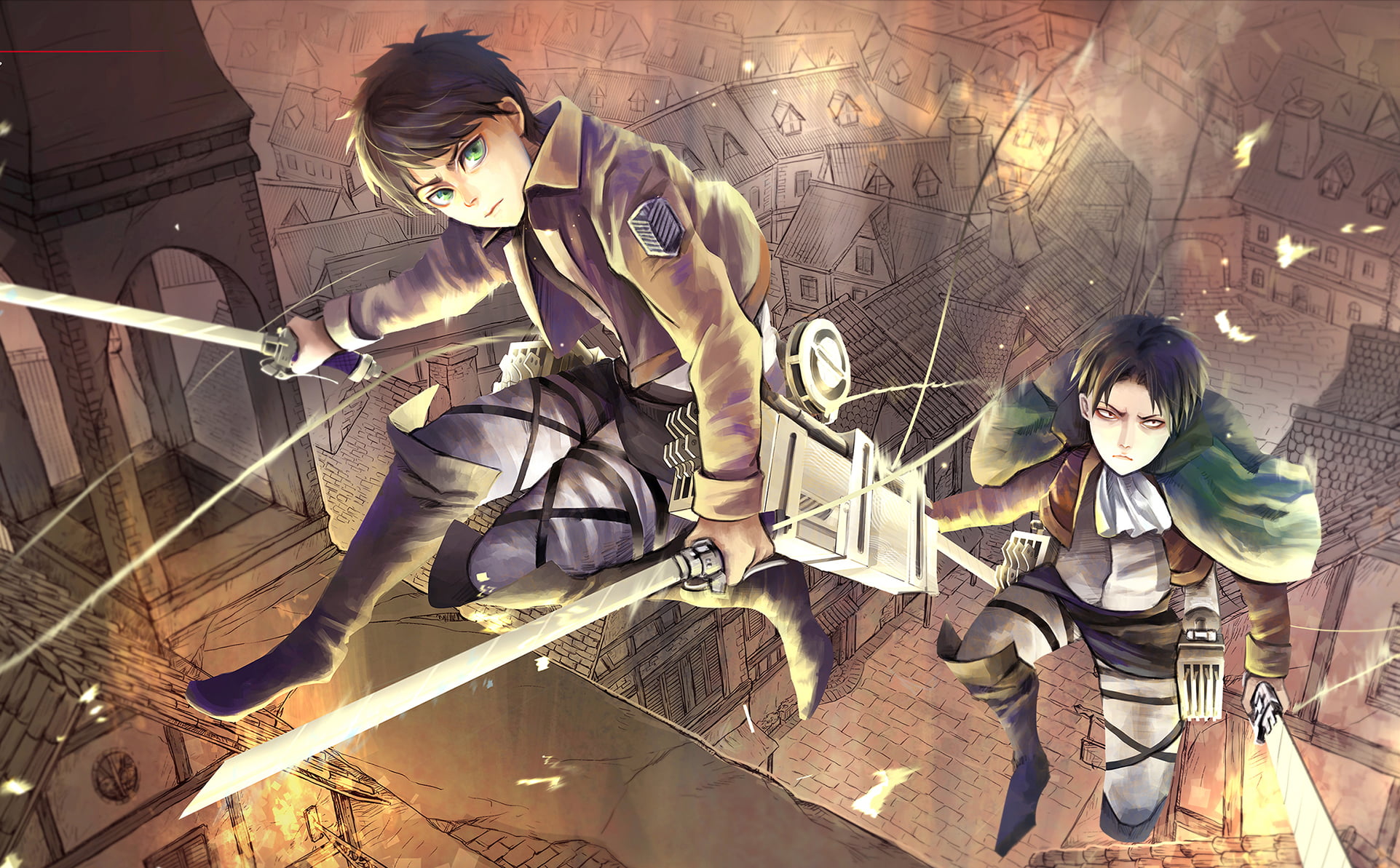 Attack on Titan illustration, shingeki no kyojin, eren jaeger