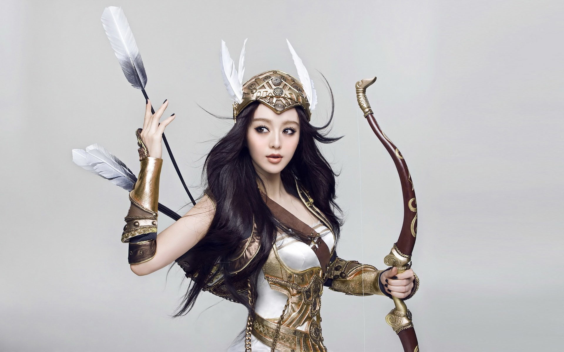 female archer holding bow illustration, Fantasy, Armor, Arrow