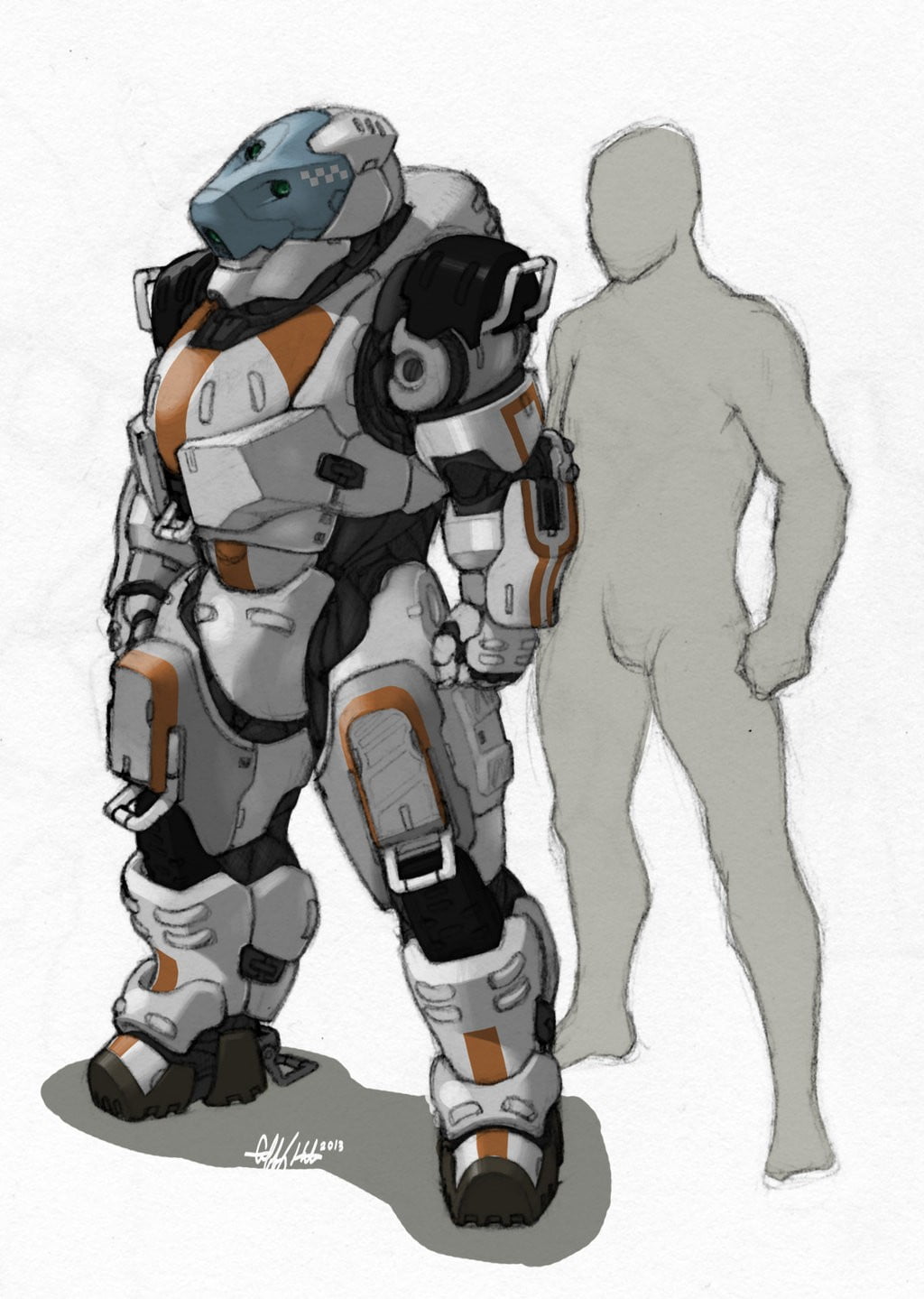 white and orange mobile armor suit illustration, Novus Imperium