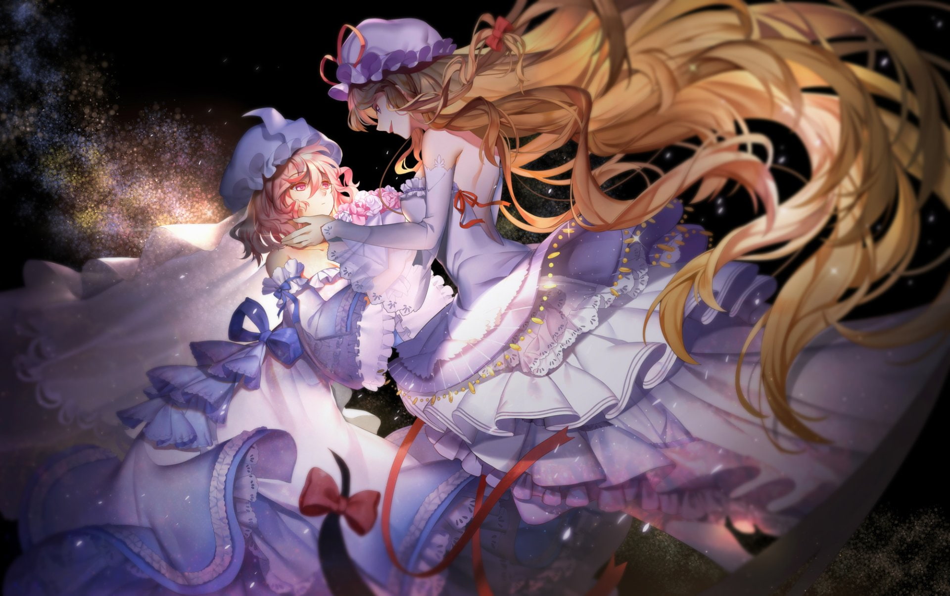 Anime, Touhou, Yukari Yakumo, Yuyuko Saigyouji, celebration