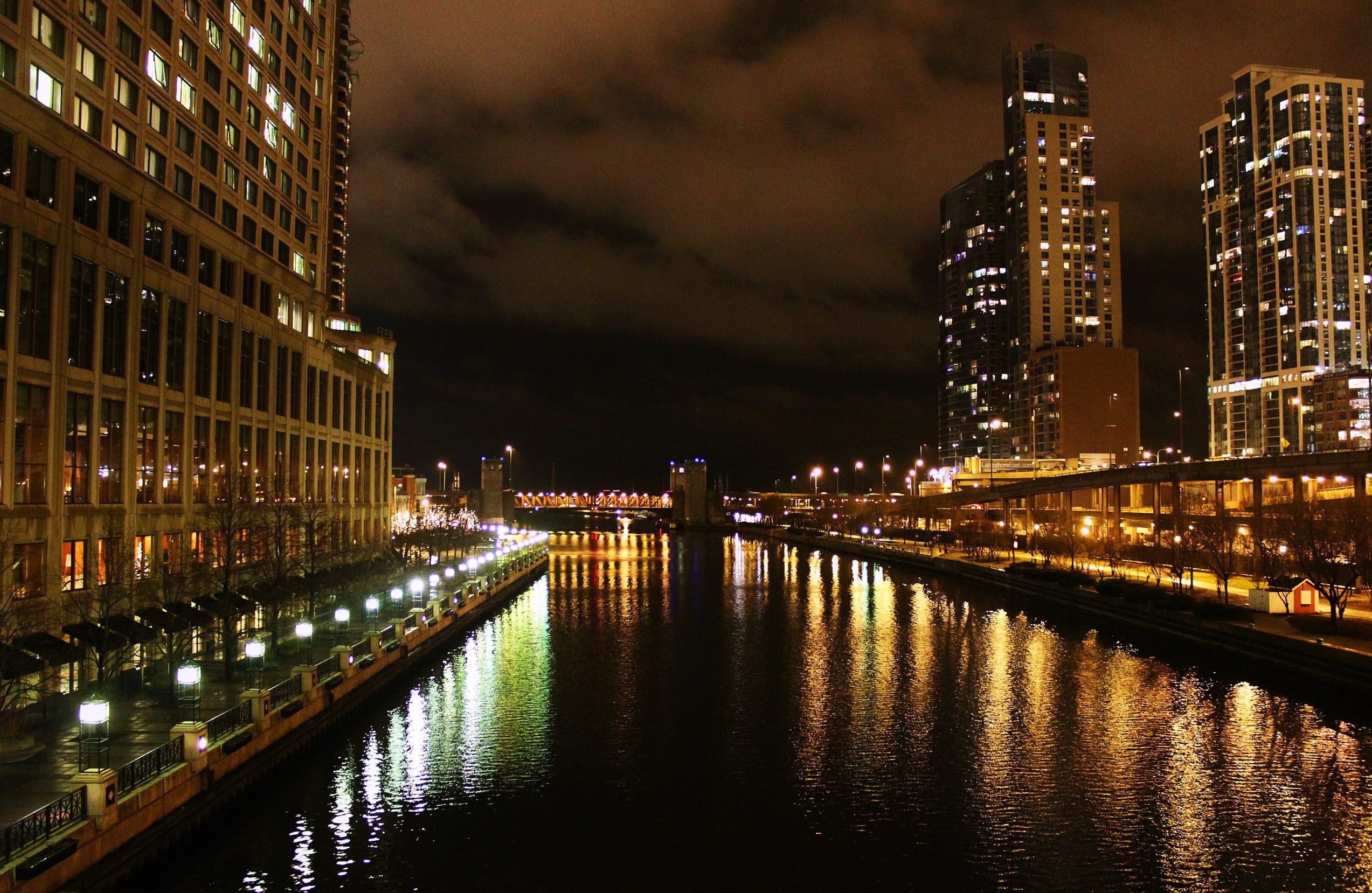 time lapse photography of lighted high rise buildings, chicago, chicago