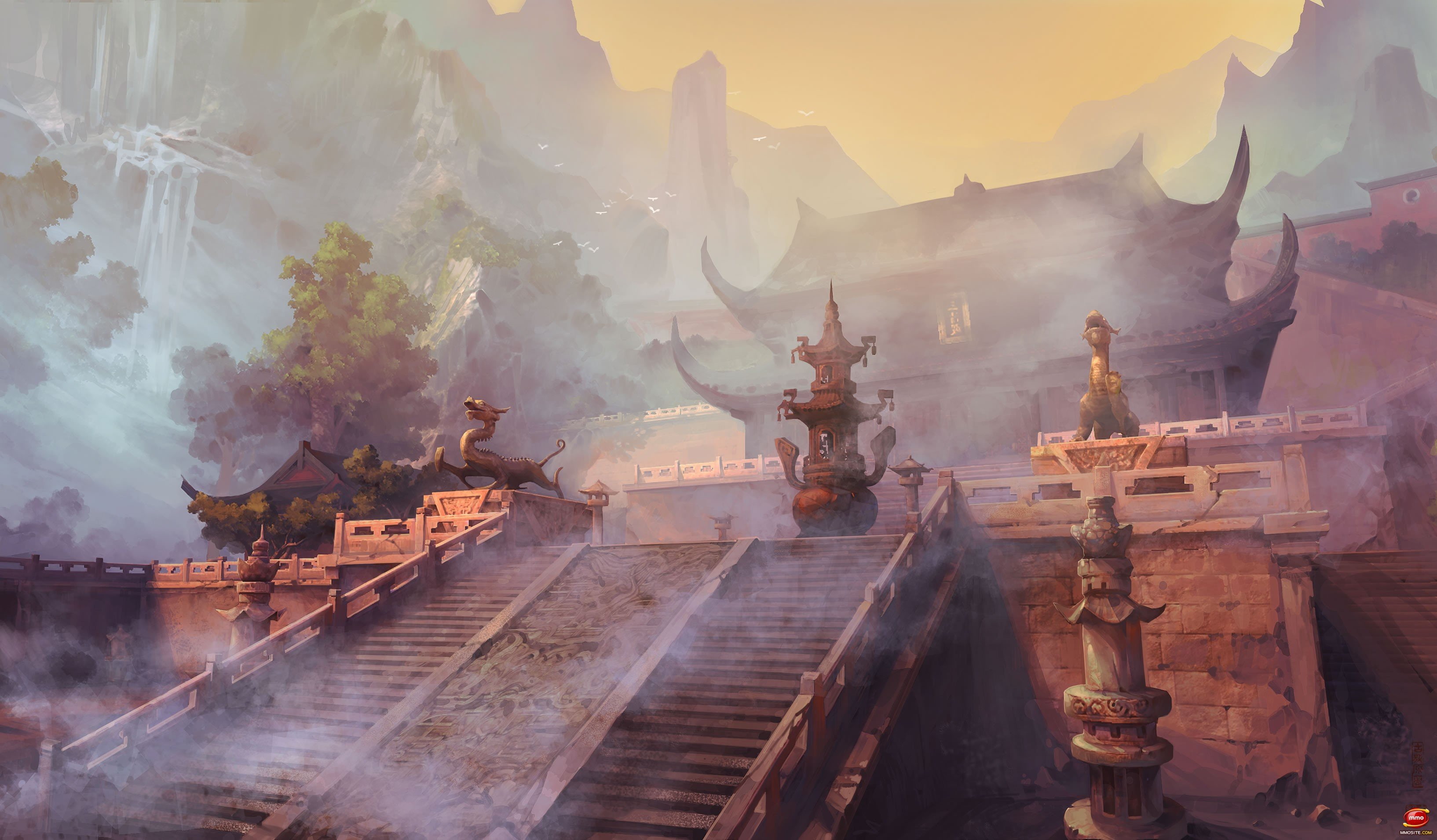 fantasy, temple, ancient China