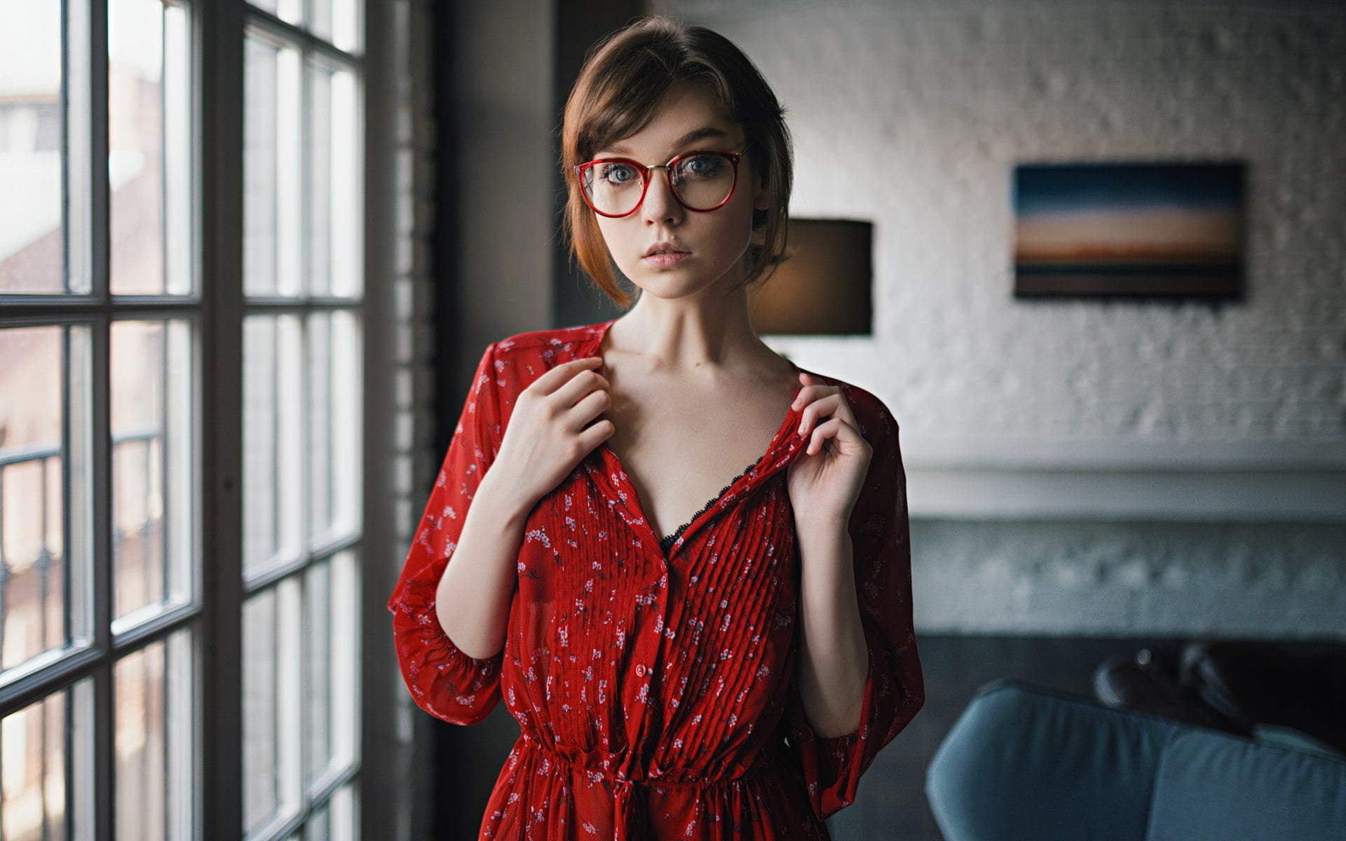 Free Download HD Wallpaper Olya Pushkina Sergey Zhirnov Women Model Women With Glasses