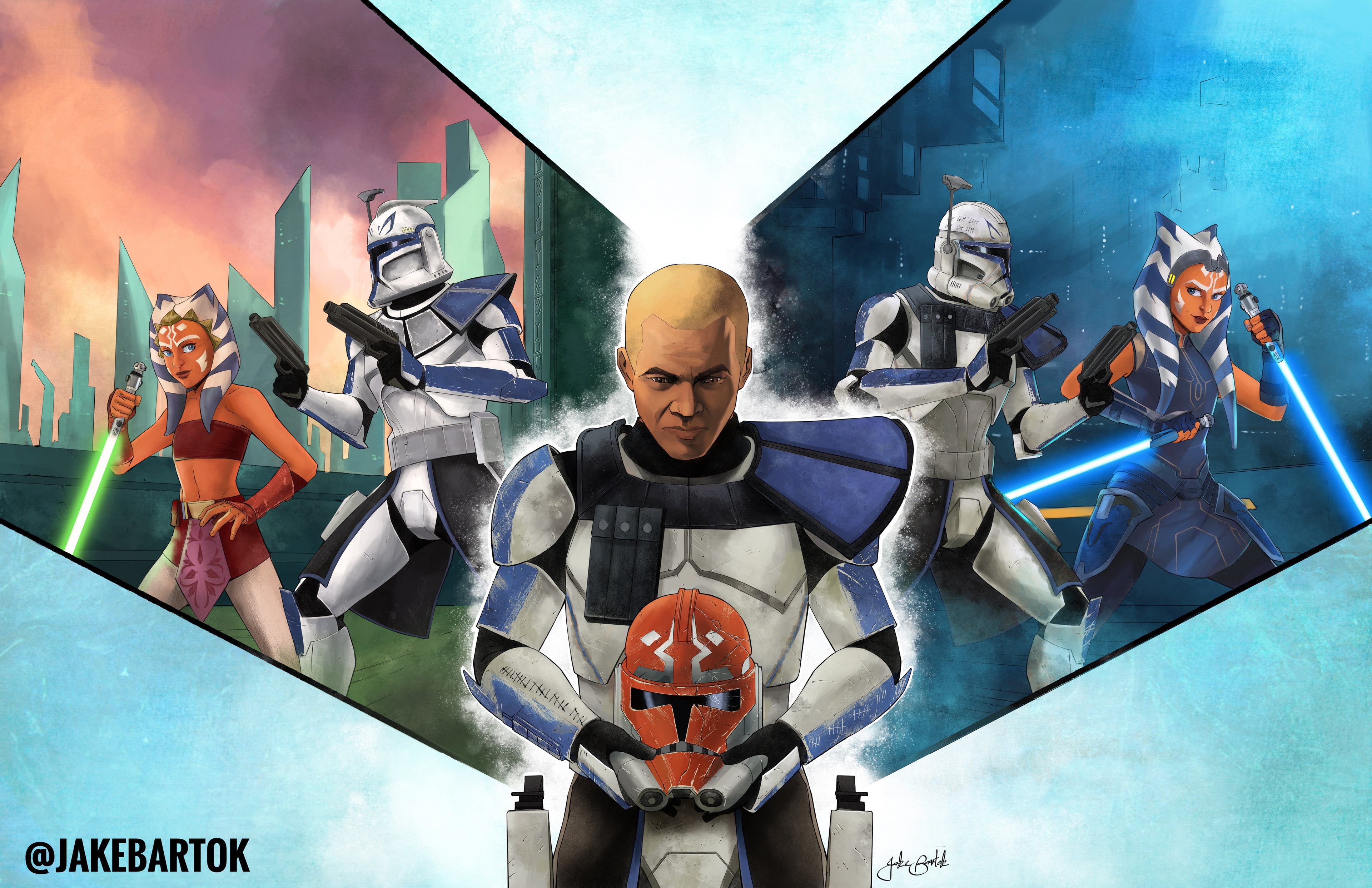 Star Wars, lightsaber, Jedi, Captain Rex, clone trooper, The Clone Wars