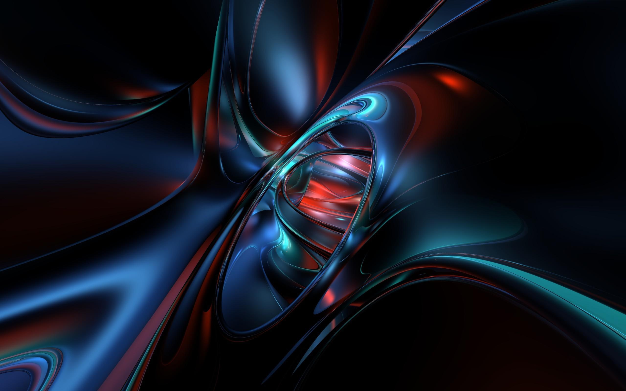 Flowing paint, red and blue graphic art, abstract, 2560x1600