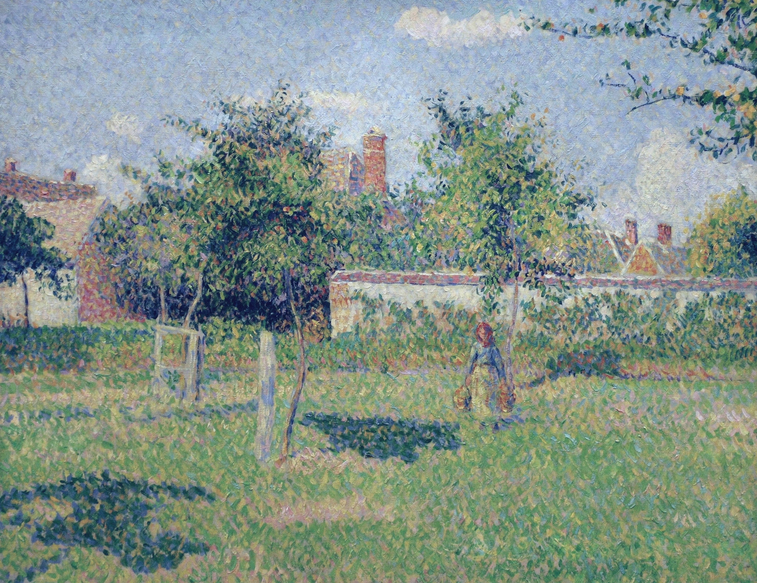 landscape, picture, Camille Pissarro, The woman on the Lawn. The Spring Sun. Eragny