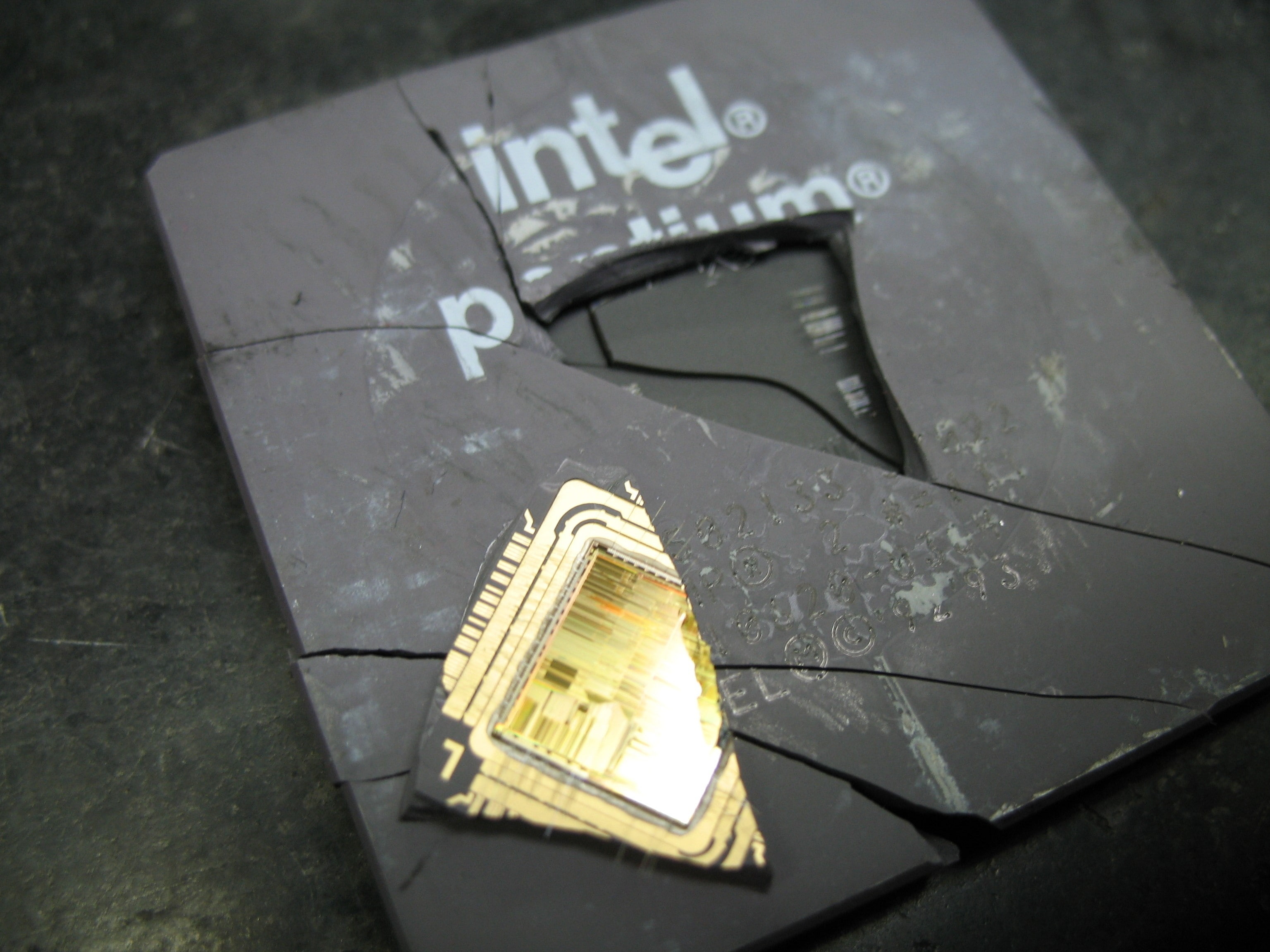 Intel, Processor, Cpu, Broken, Cracked, high angle view, text