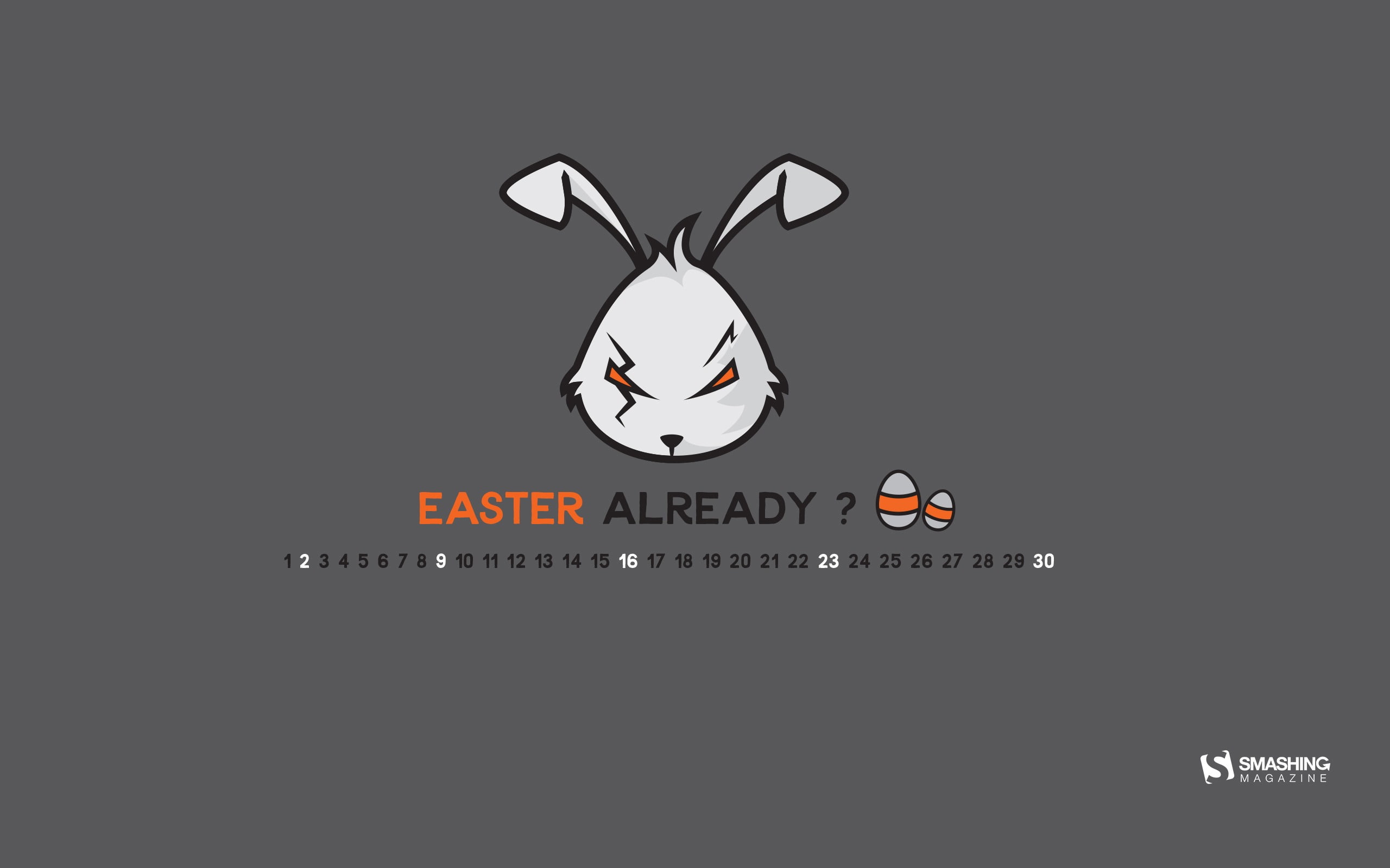 Bad Bunny-April 2017 Calendar Wallpaper, white rabbit illustration