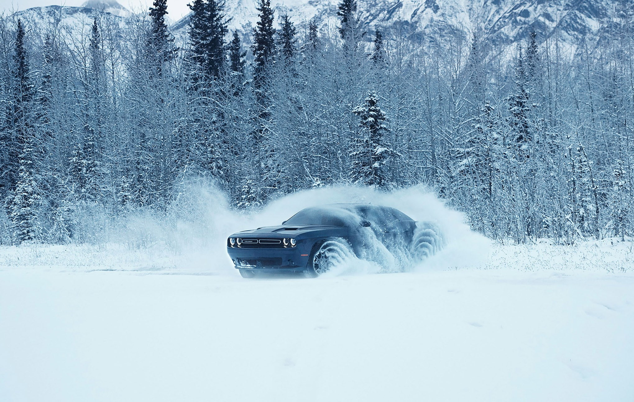 dodge challenger gt awd, snow, winter, cold temperature, mode of transportation