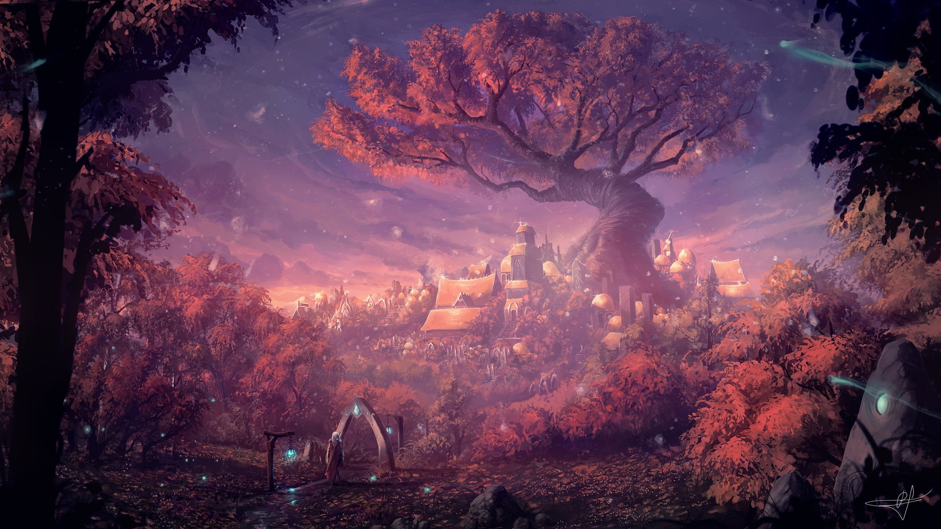 Tree of Life wallpaper, artwork, fantasy art, forest, trees, digital art