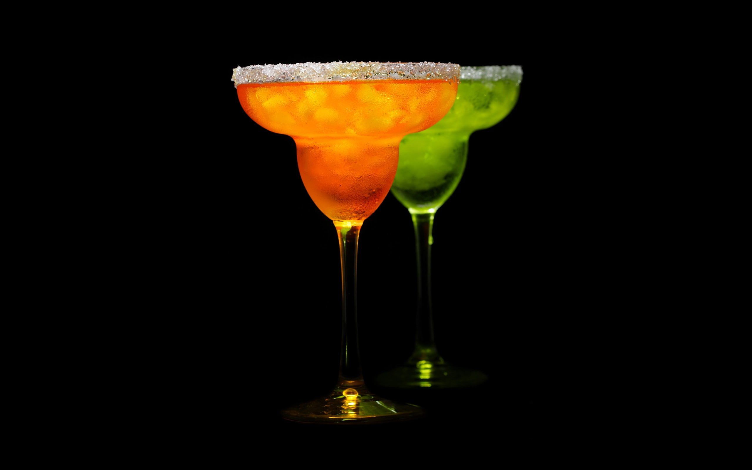 drink, cocktails, drinking glass, orange, green, alcohol, refreshment
