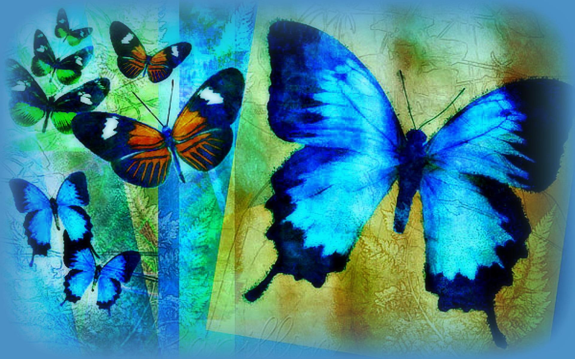 ?Bleu Papillon?, lovely, paintings, cool, creative-pre--made