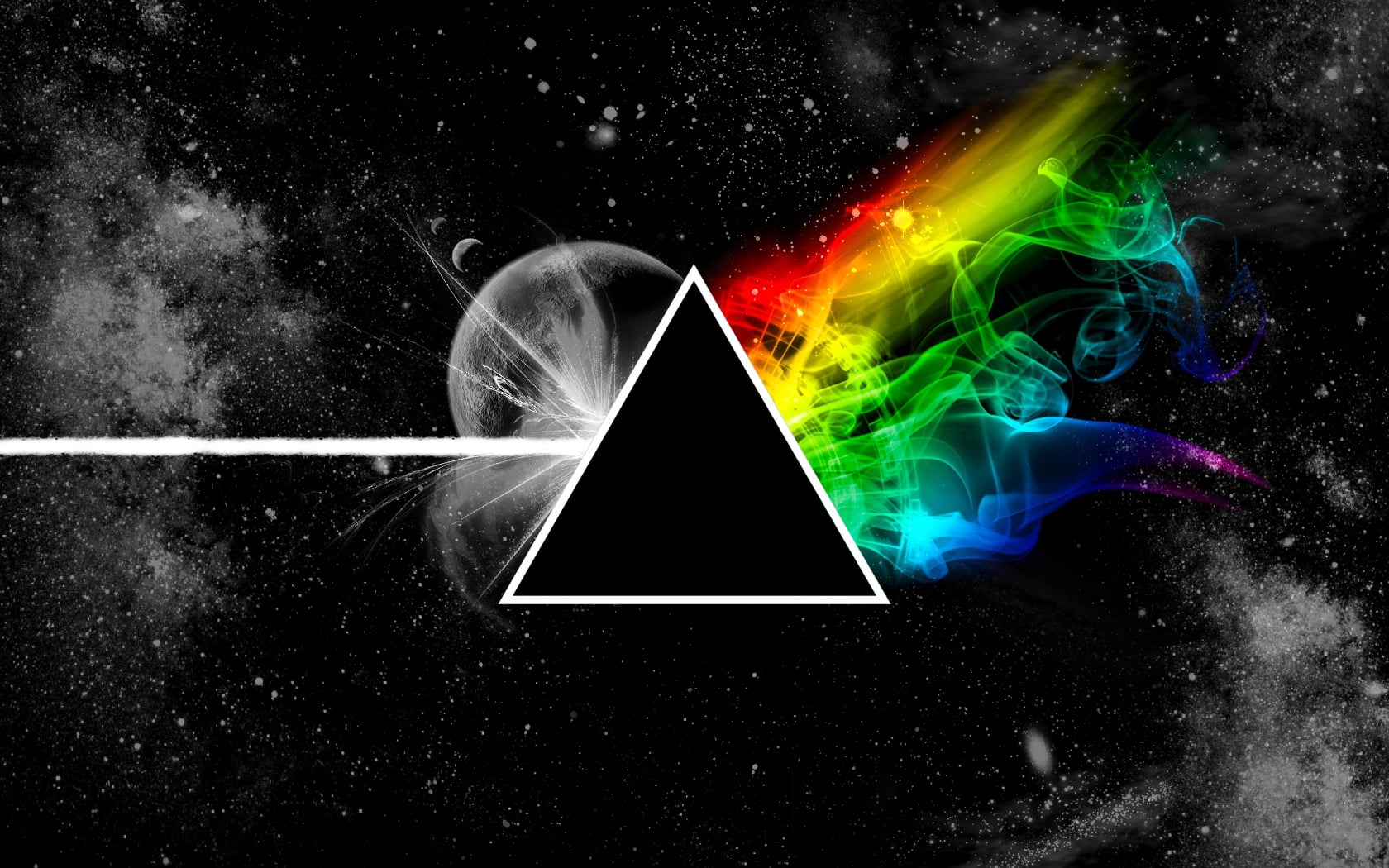 pink floyd, triangle, space, planet, colors, abstract, backgrounds