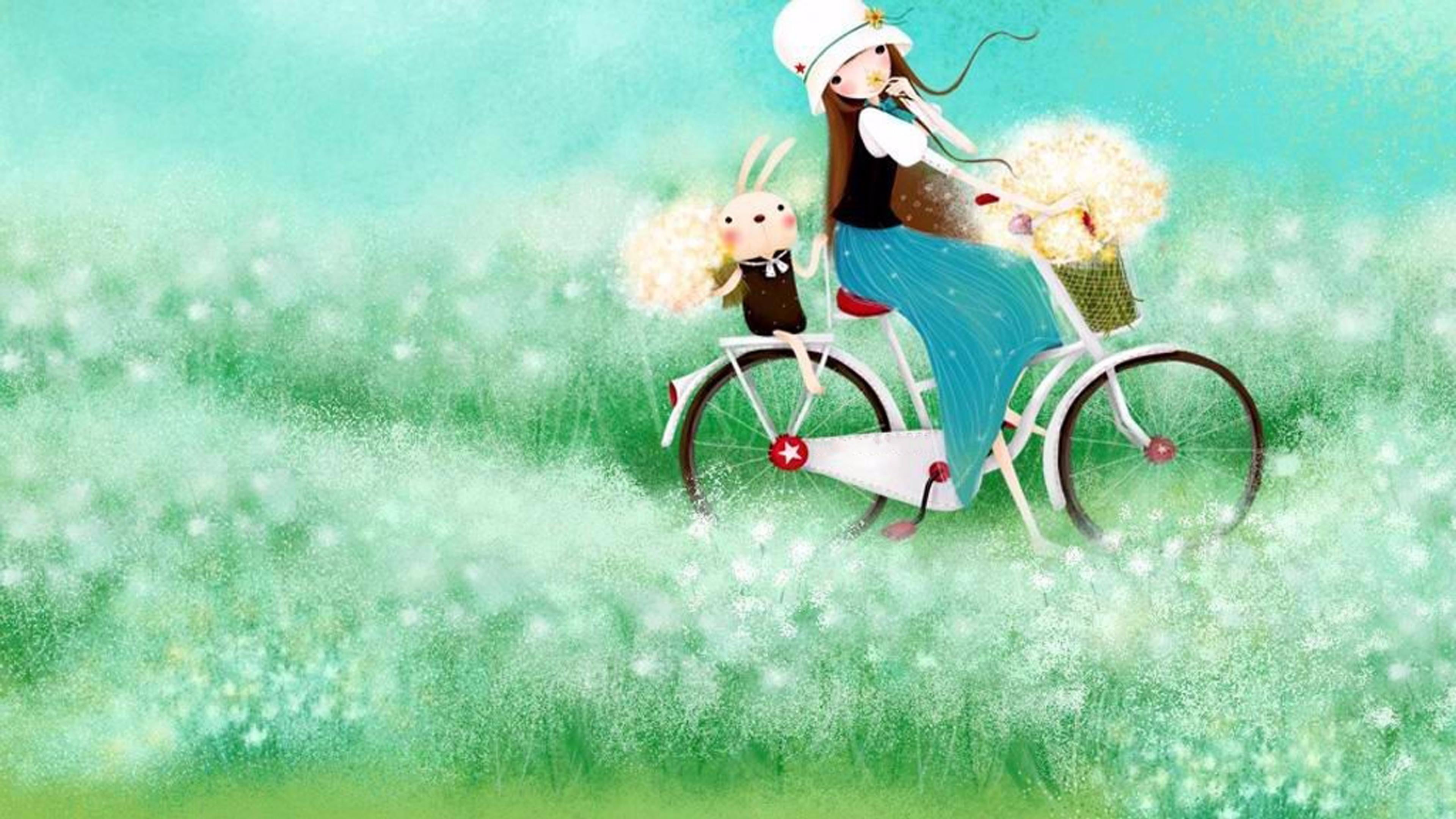 Free download | HD wallpaper: anime girl, bike, field, cute, anime art ...