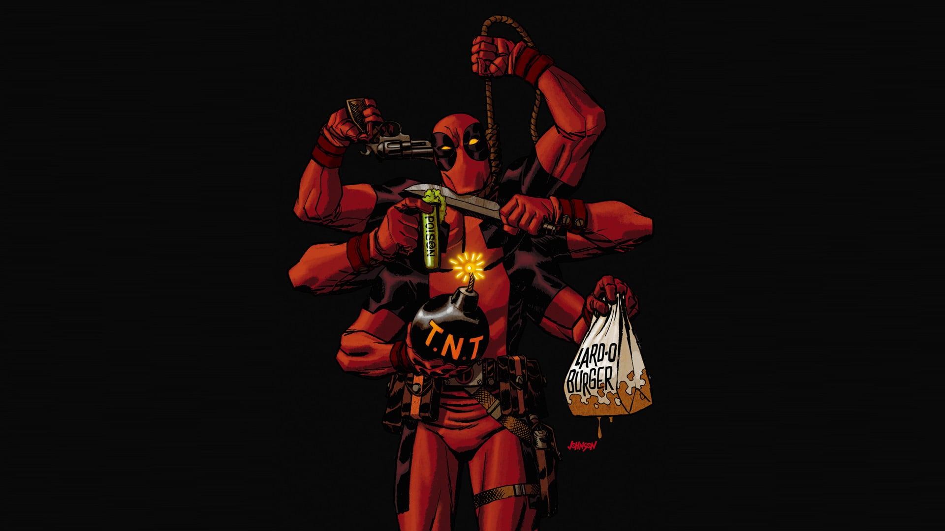 Marvel Deadpool wallpaper, comic art, studio shot, black background