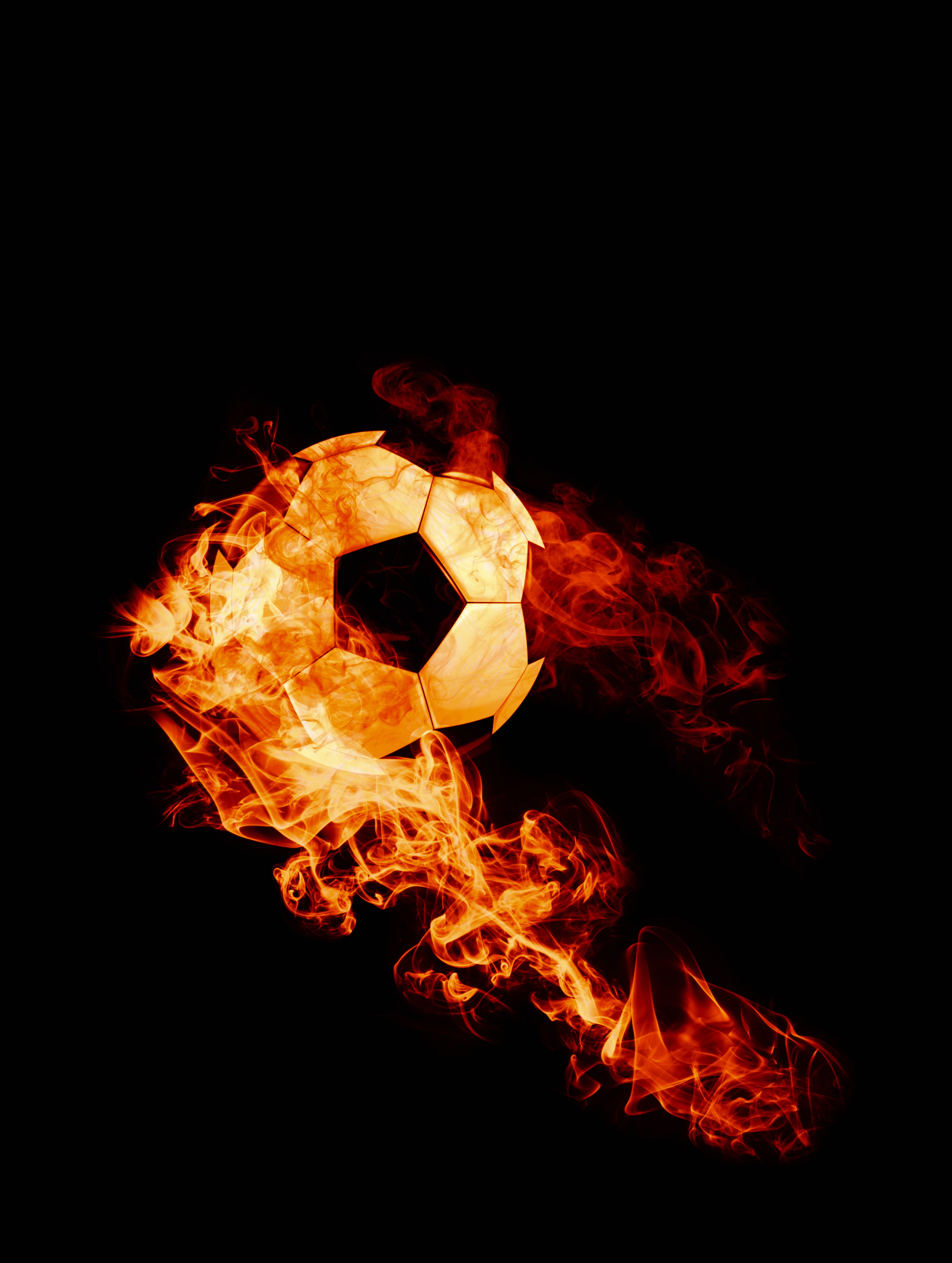 flaming soccer ball clip art, fire, football, dark background
