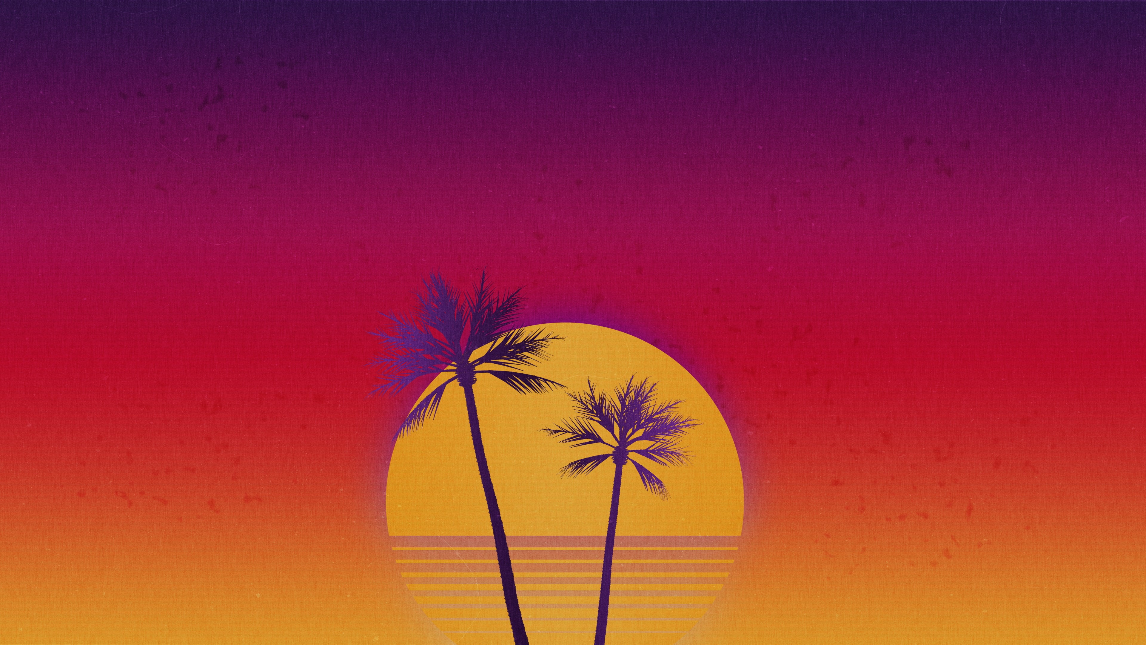The sun, Music, Style, Palm trees, Background, 80s, Illustration