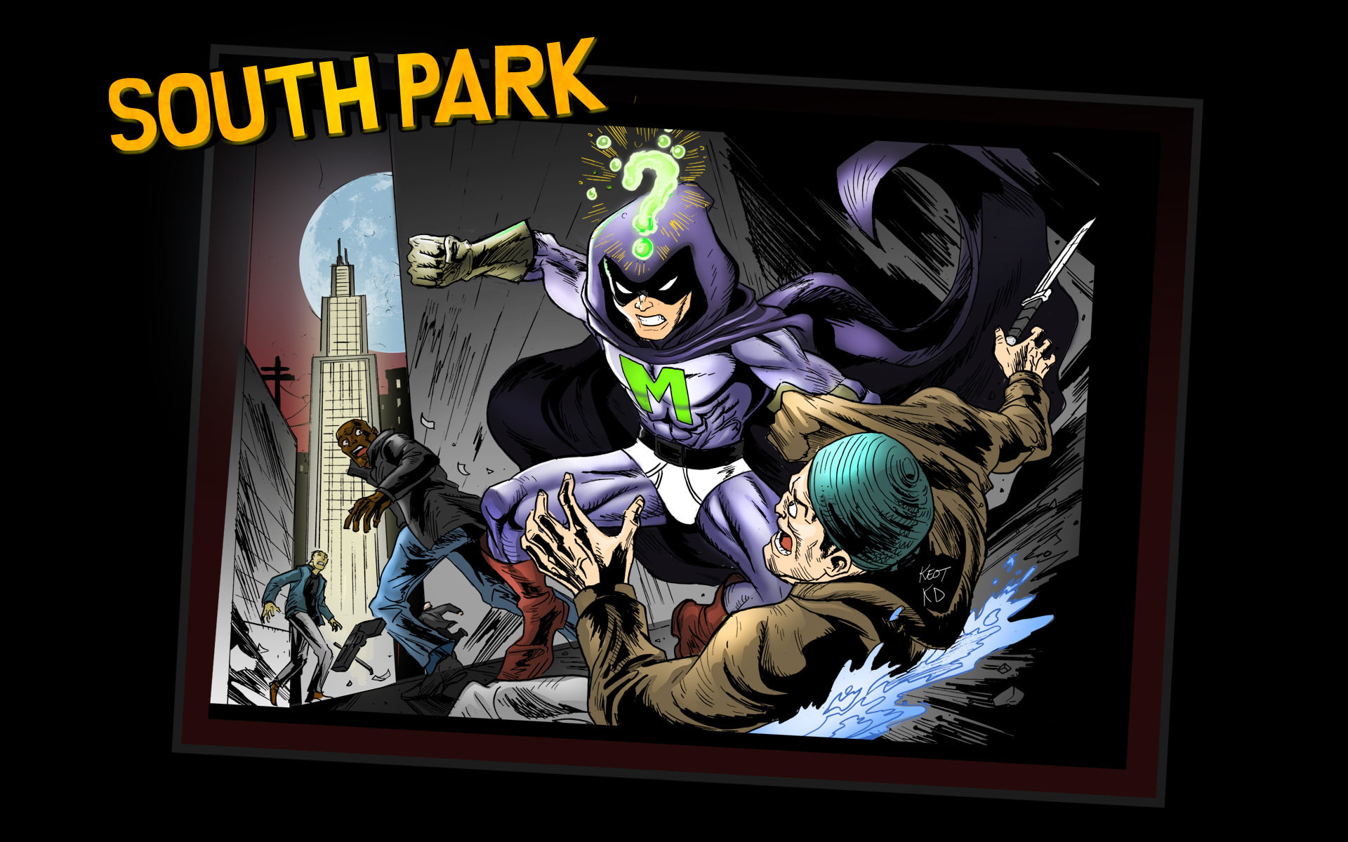 South Park digital wallpaper, comic, Mysterion, Super Hero, representation
