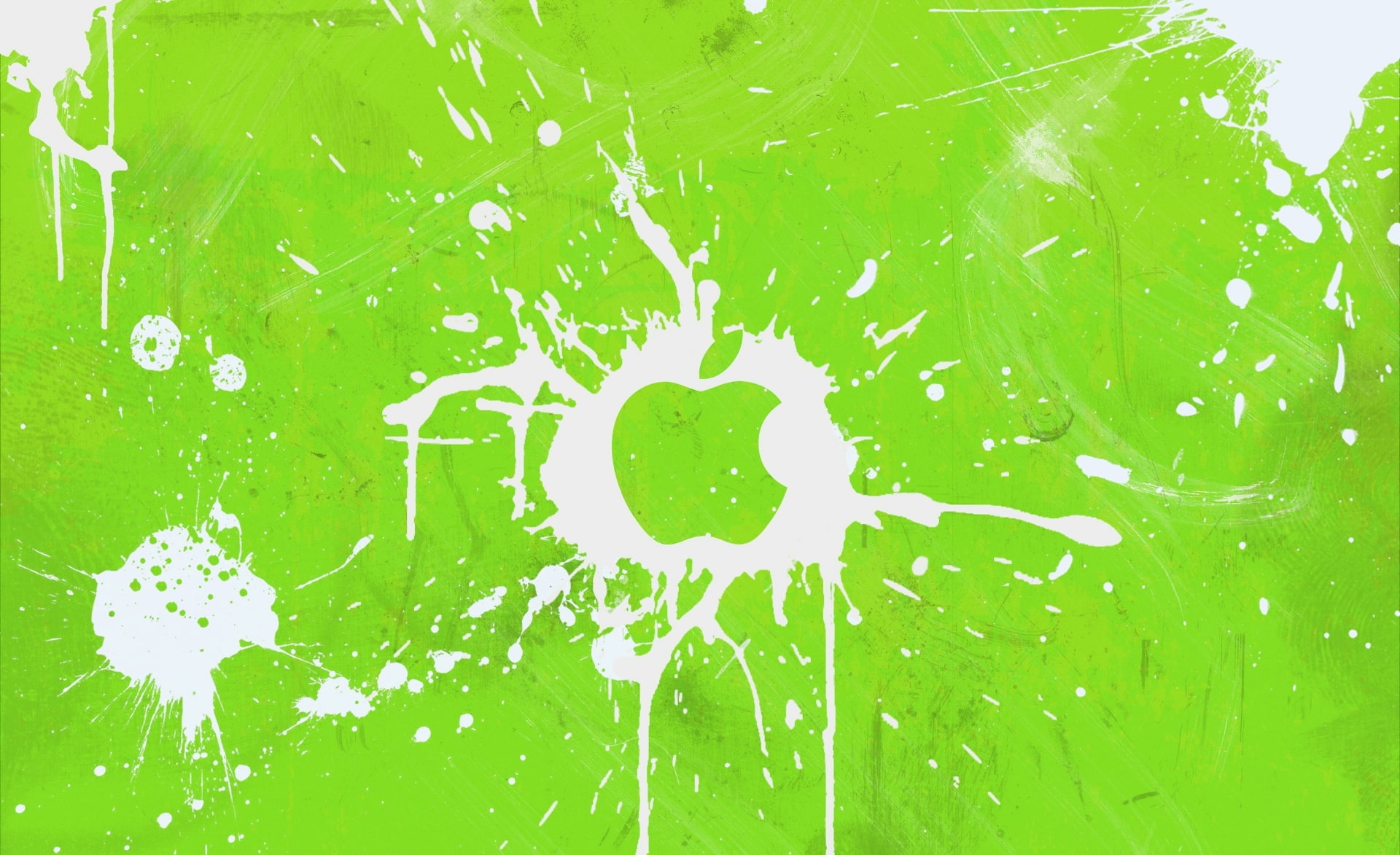 Splash Green, green and white Apple logo, Computers, Mac, green color