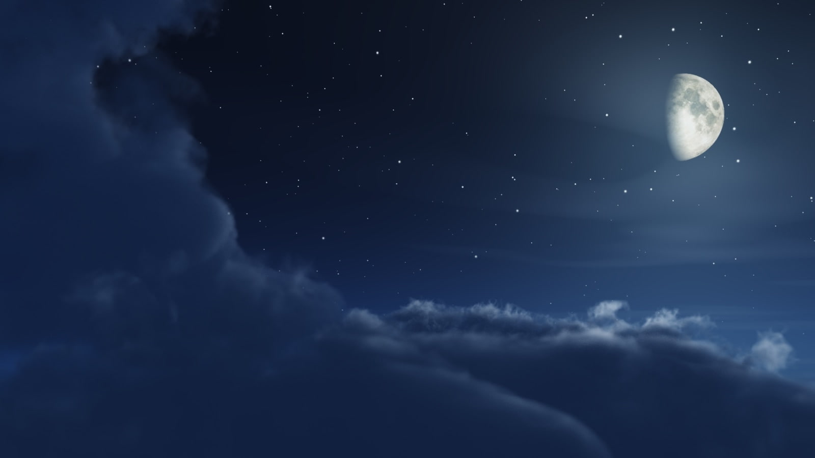 dream night clouds moon 1600x900  Space Moons HD Art