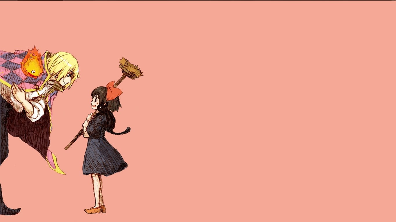 two anime characters wallpaper, Kiki's Delivery Service, Howl's Moving Castle