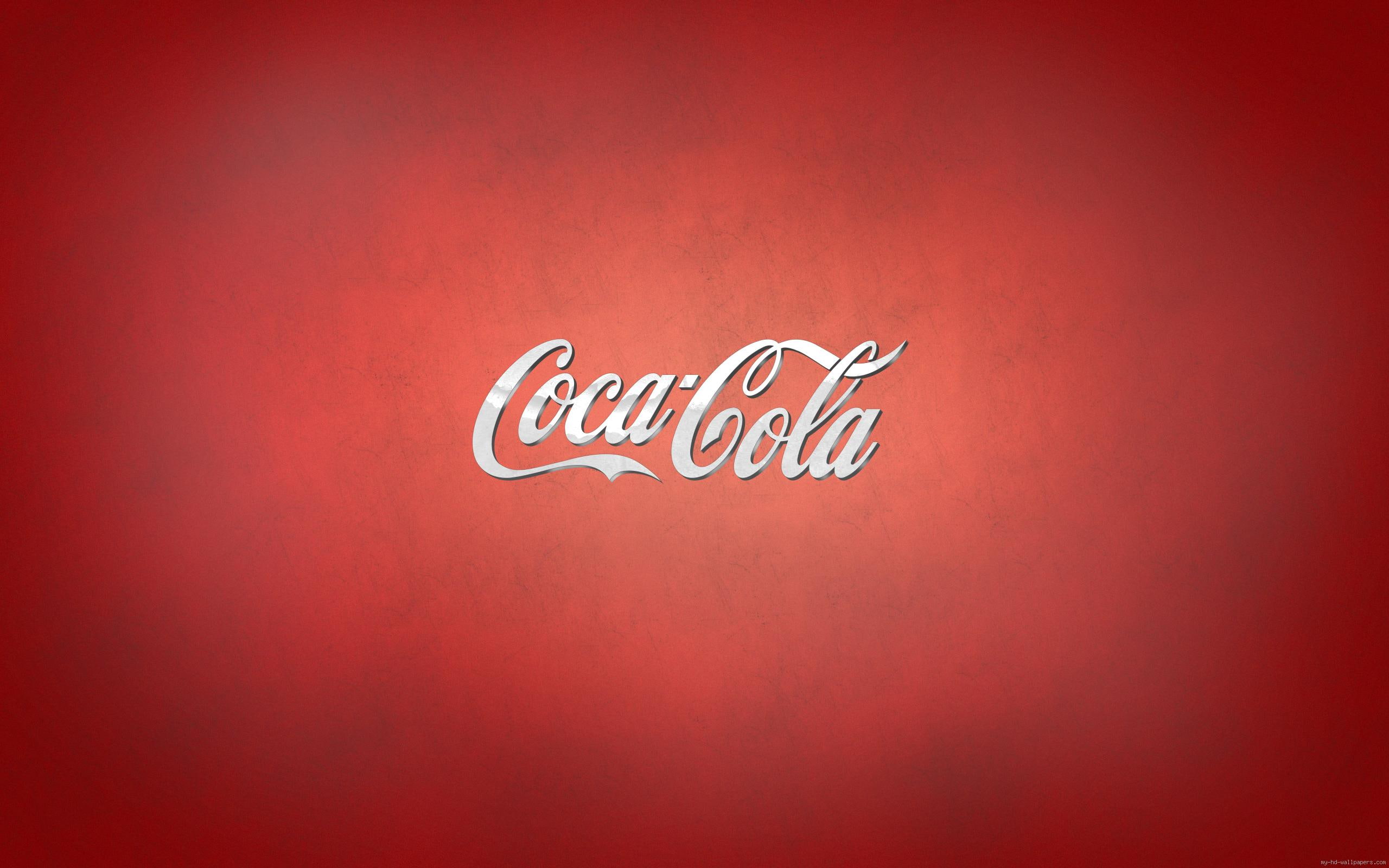 Coca Cola logo on red background, coca cola logo, brand