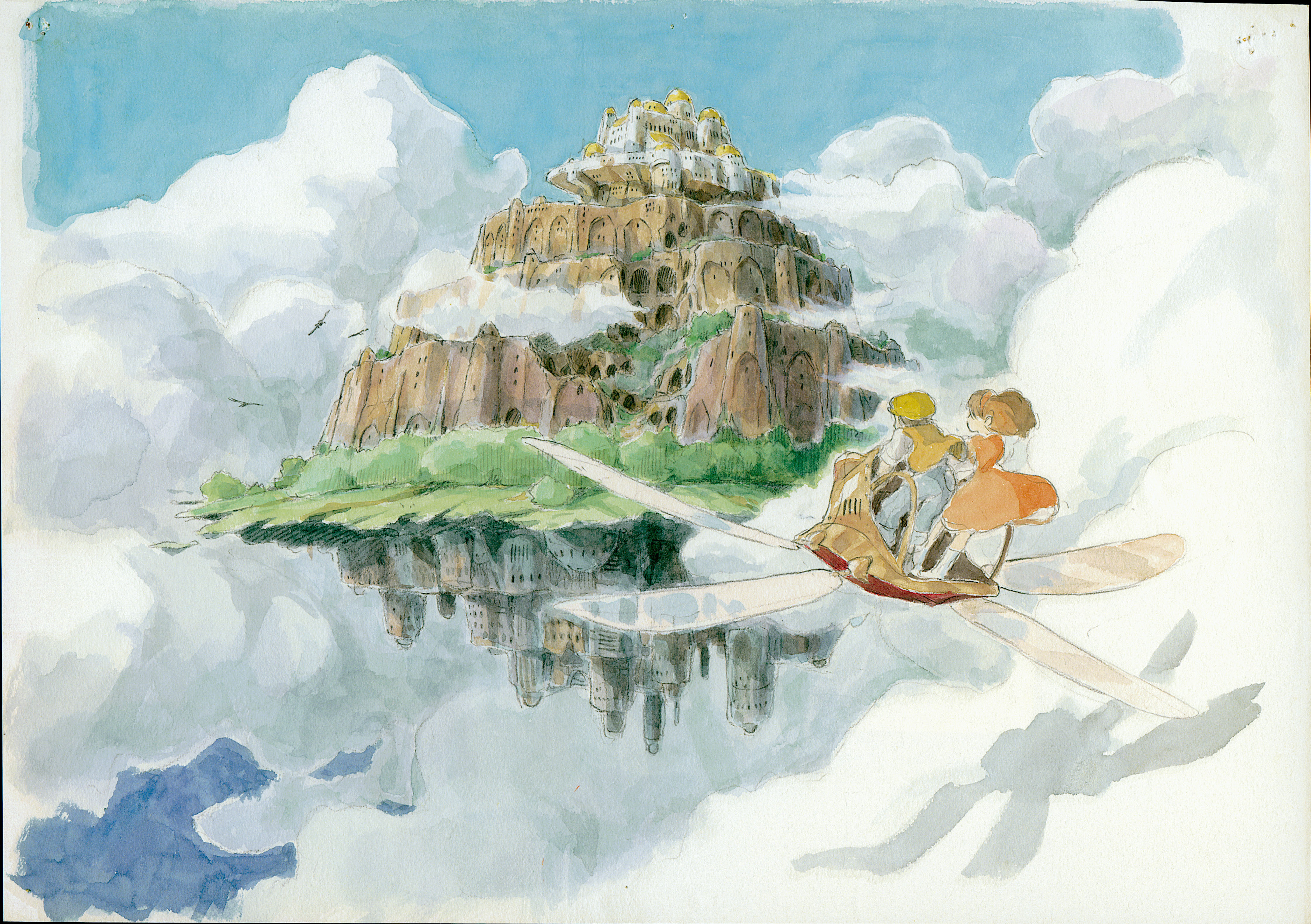 castle, Ghibli, in, Laputa, pazu, Sheeta, sky, Studio, the