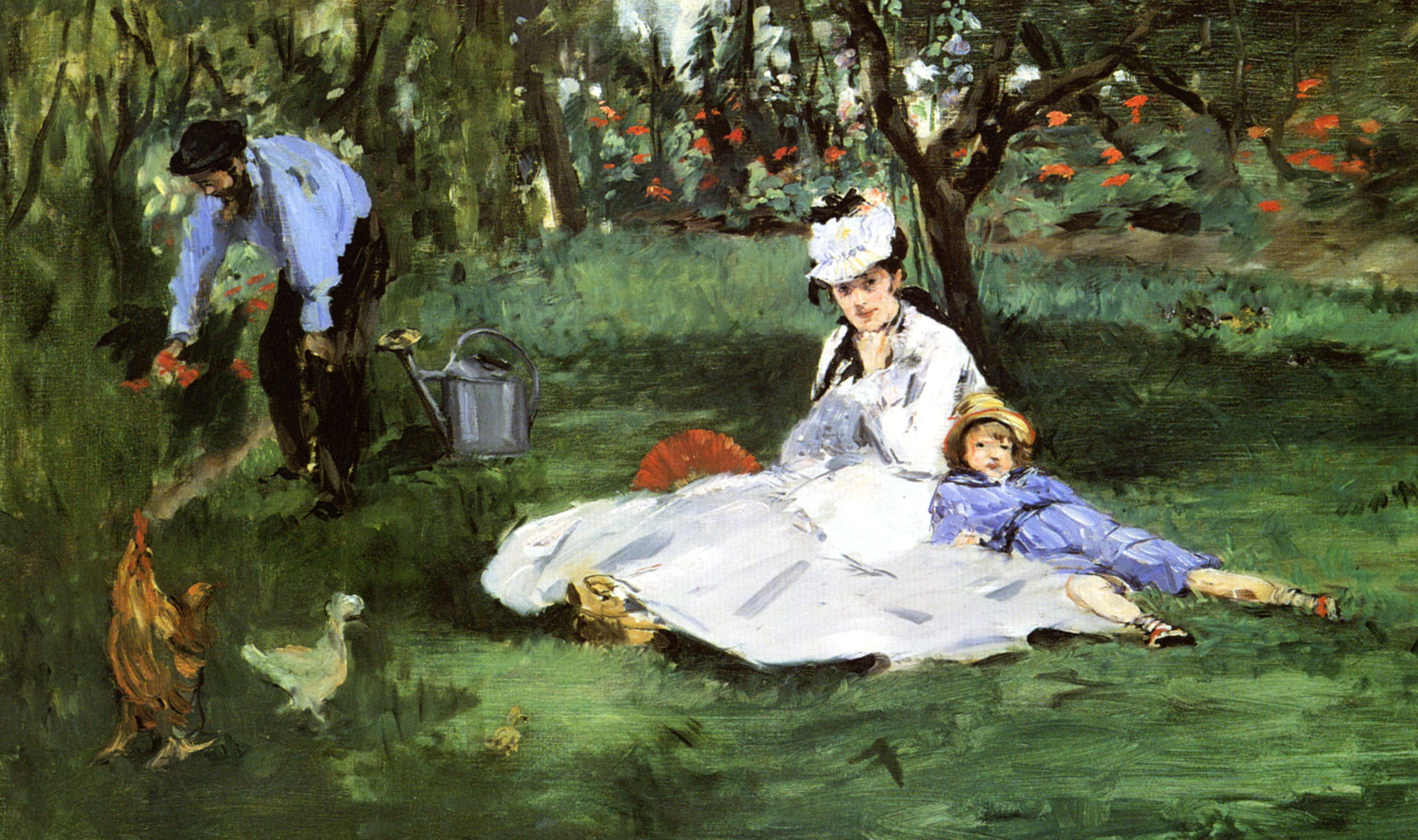 picture, genre, Edouard Manet, The Monet family in the Garden at Argenteuil