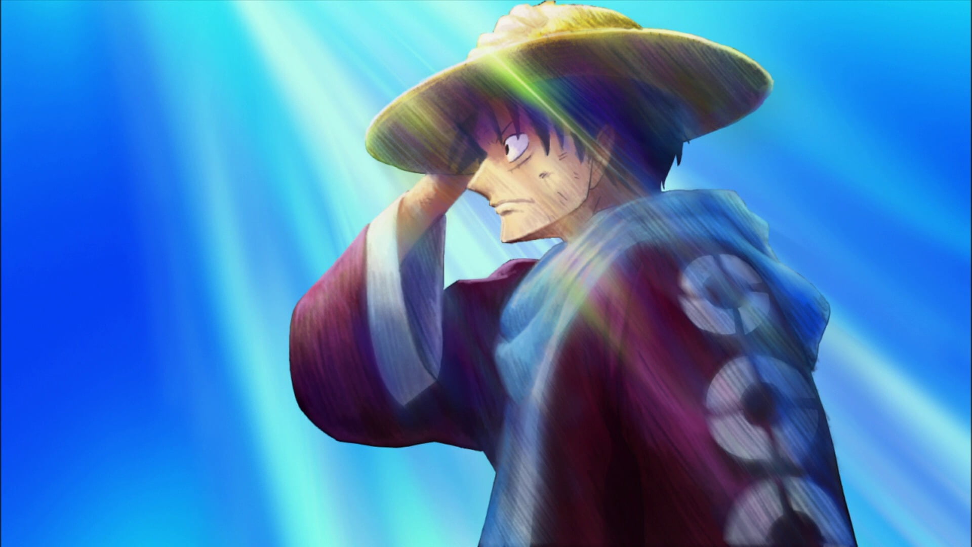 One Piece, anime, blue, one person, young adult, waist up, blurred motion