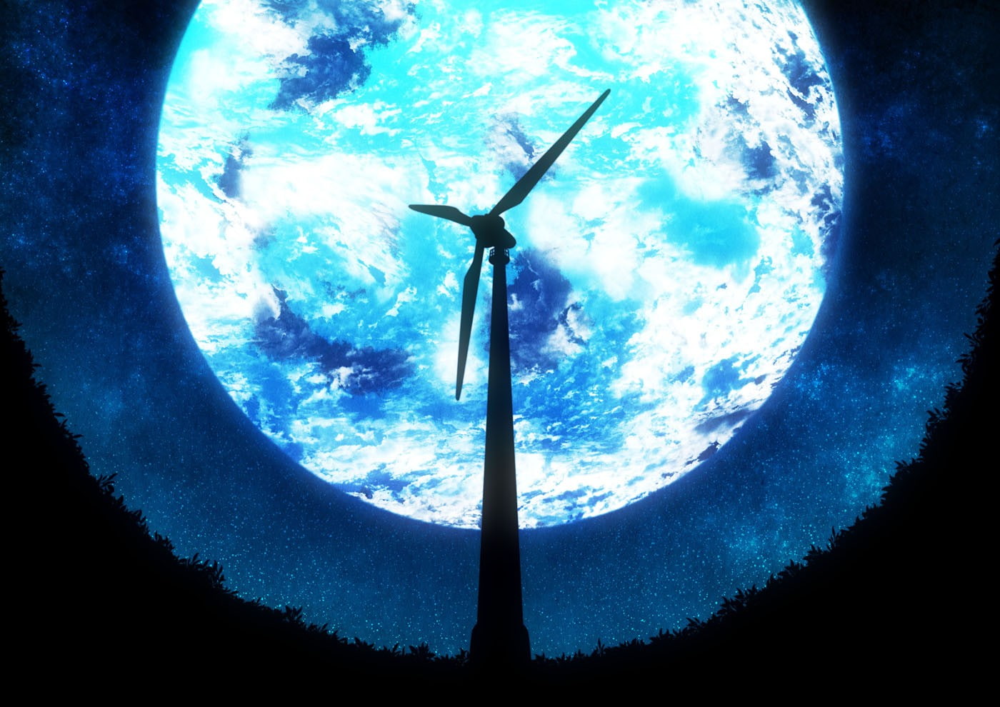 Moon, wind turbine, environmental conservation, fuel and power generation