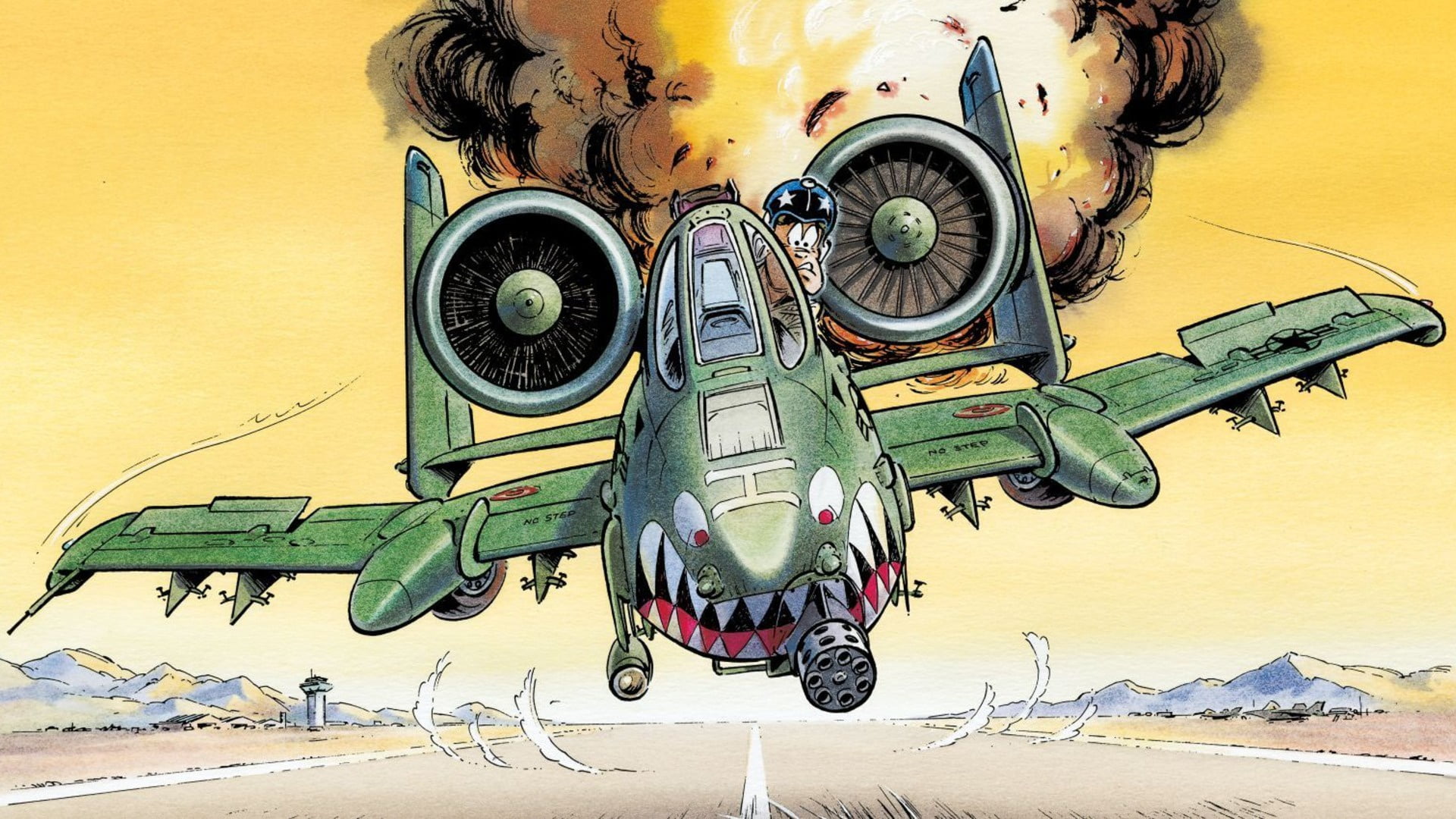 figure, humor, pilot, attack, runway, USAF, Republic, A-10 Thunderbolt II