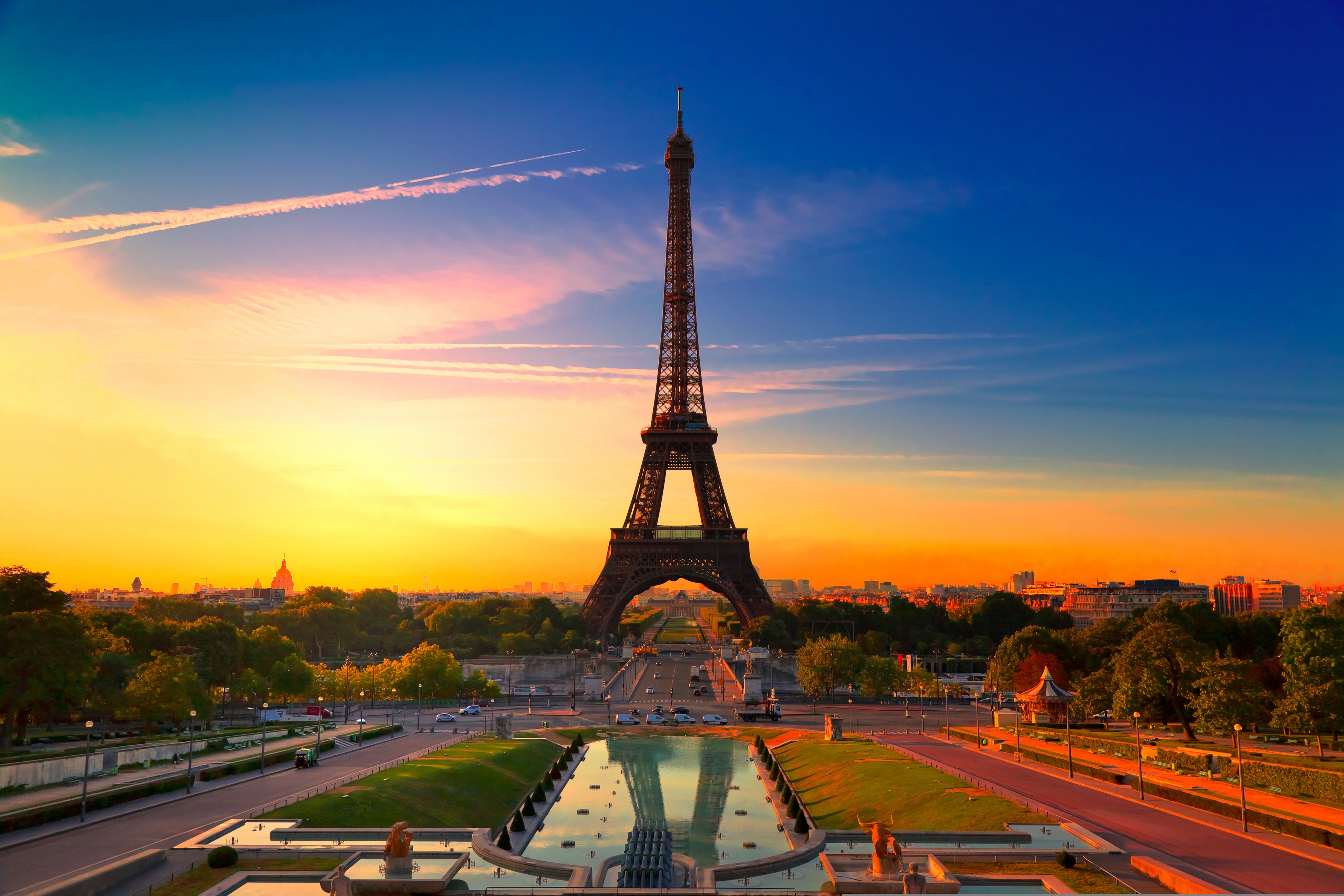Eiffel Tower, Paris France, sunset, the city, colorful, beautiful france