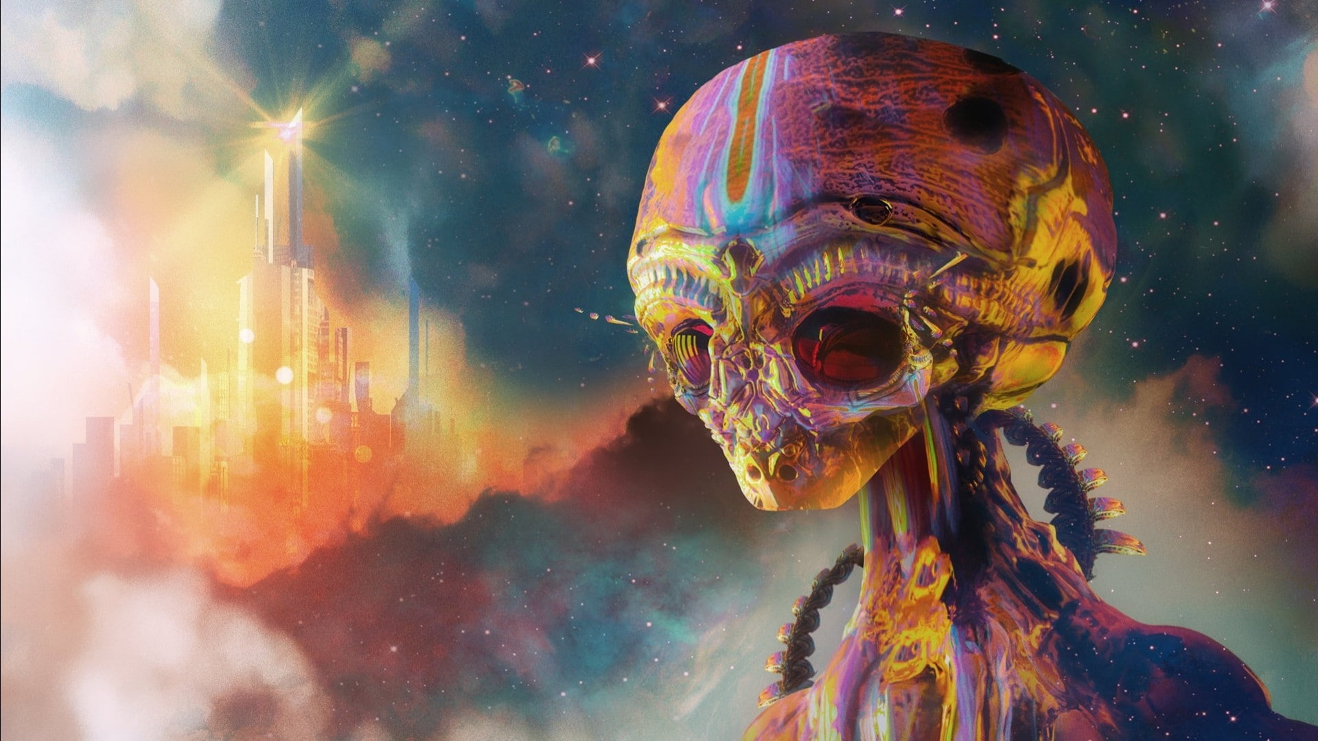 Digital Art, Aliens, Psychedelic, Colorful, Science Fiction