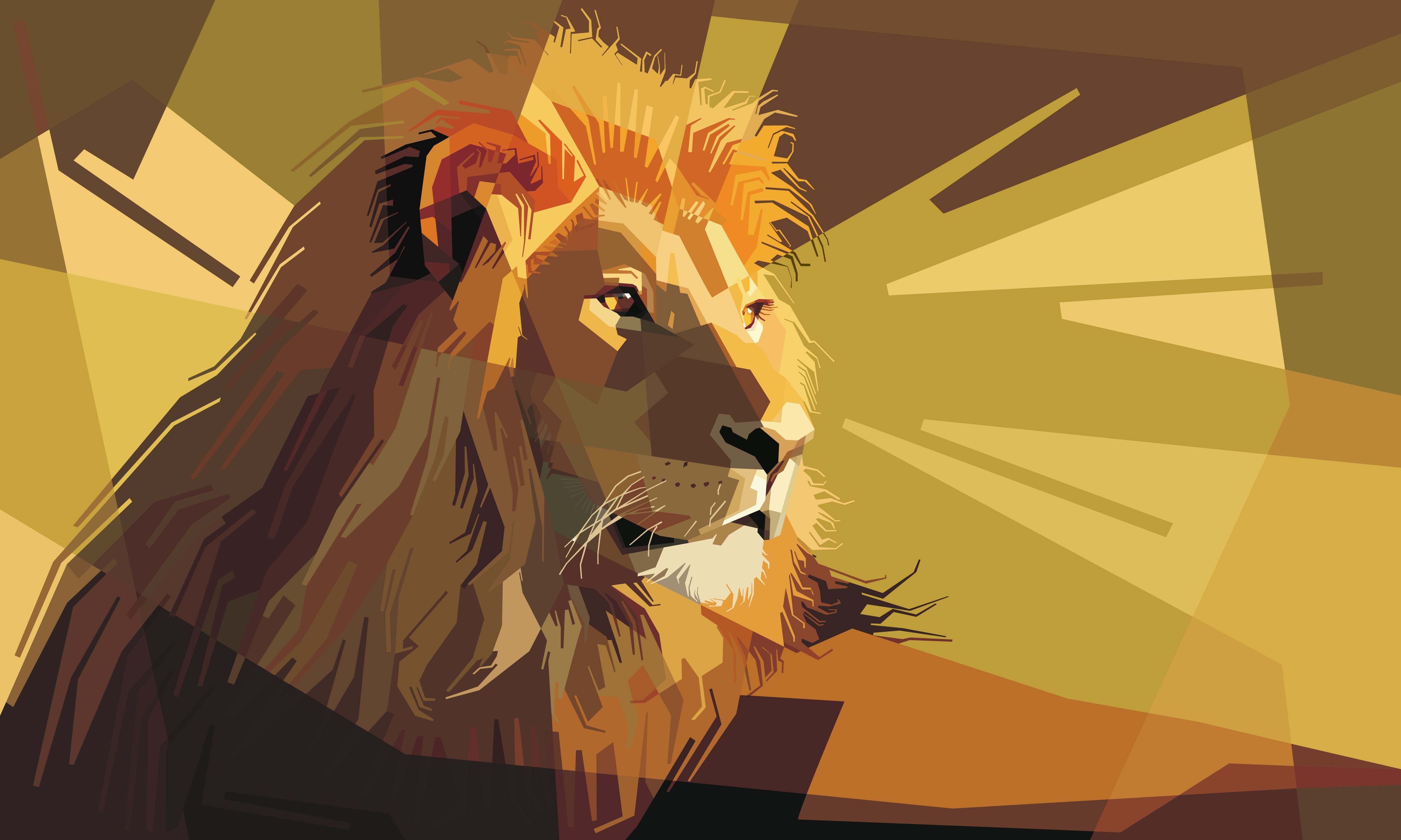 lion vector wallpaper, art, lines, stripes, lion - Feline, animal