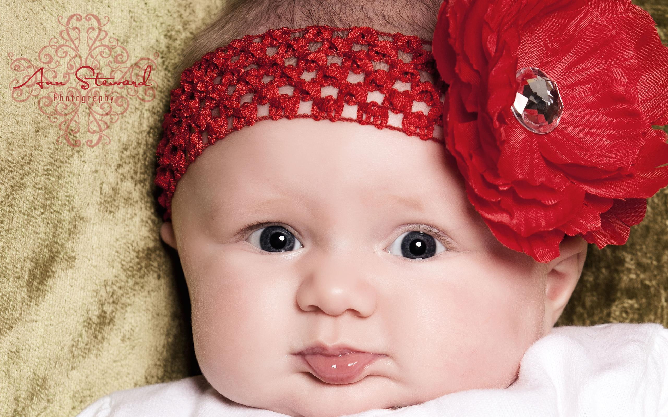Super Cute Little Baby, baby's red floral headband