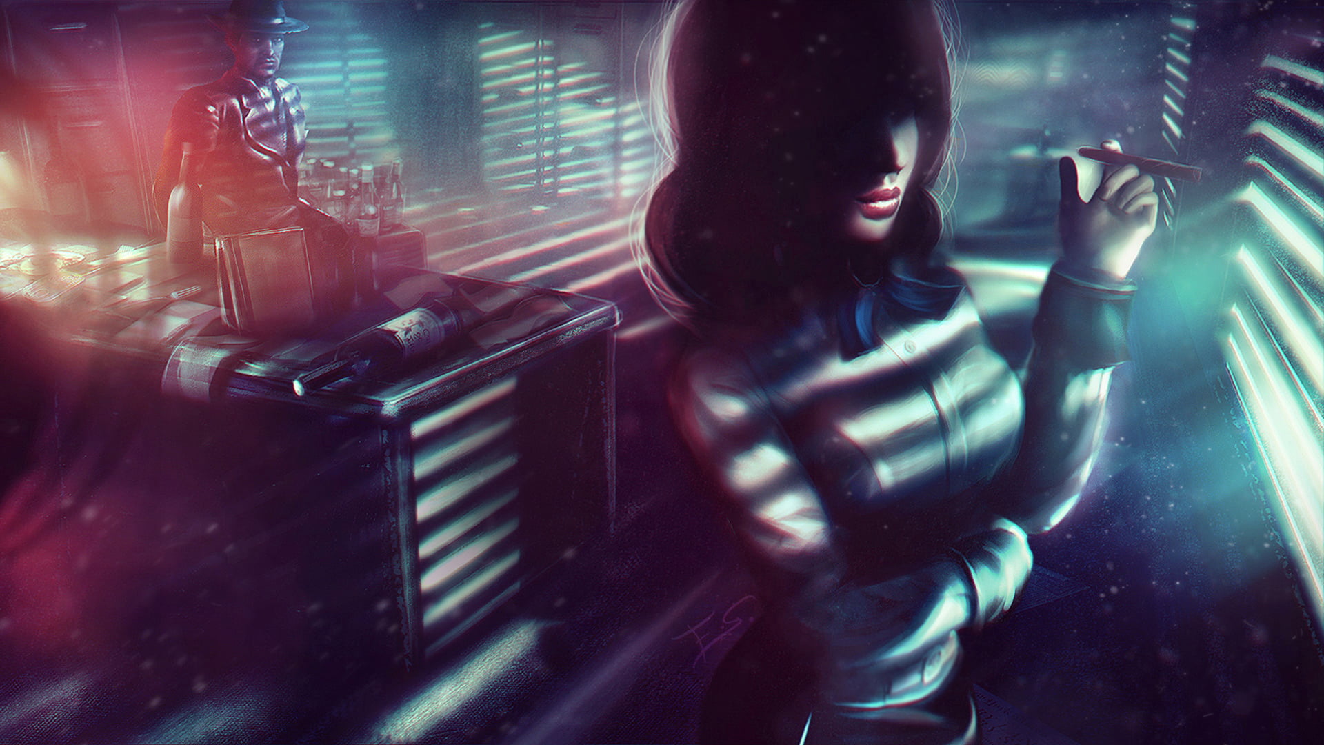 woman holding cigarette animated character wallpaper, BioShock