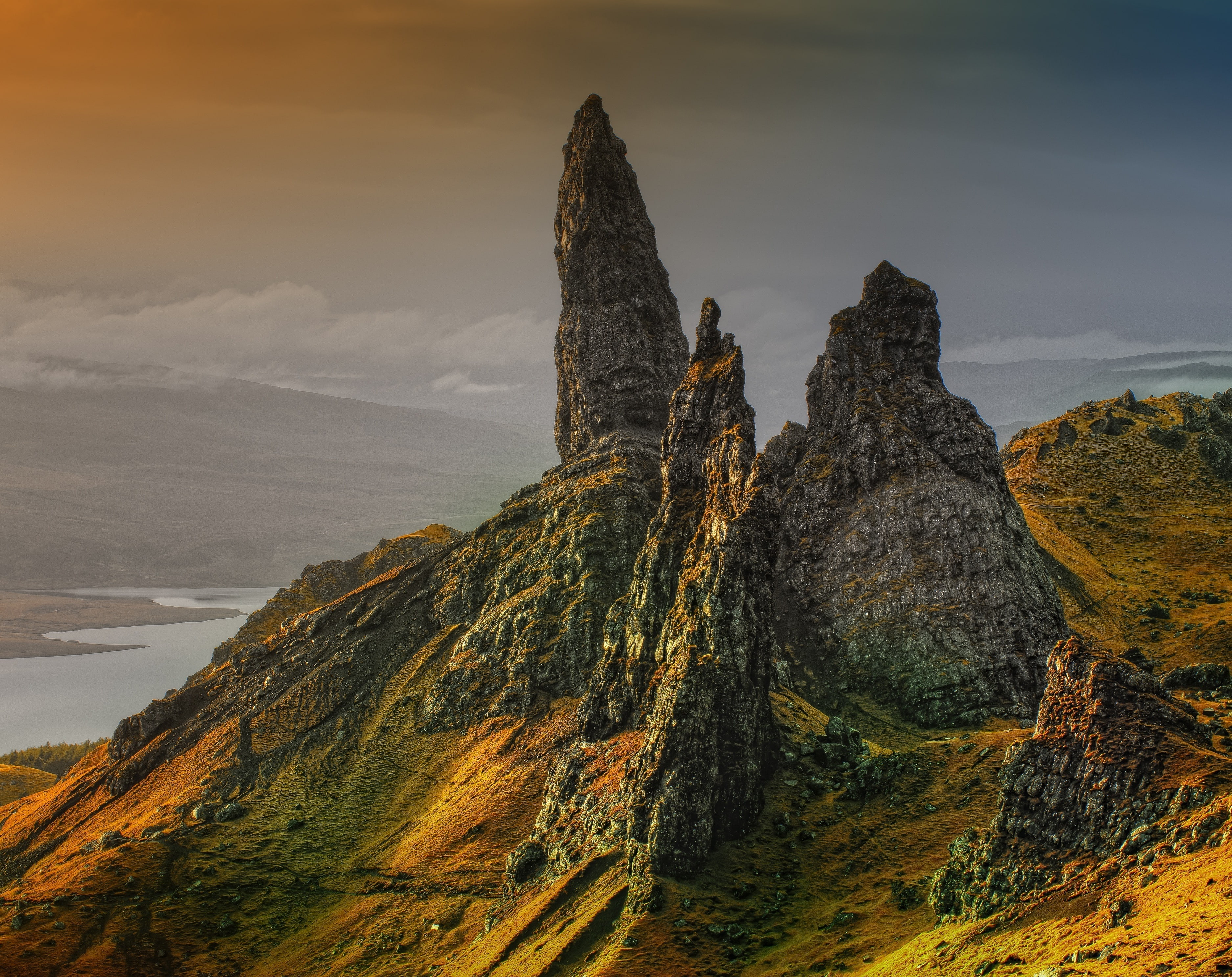 The Storr Hill, Scotland, gray mountain rock formation, Europe