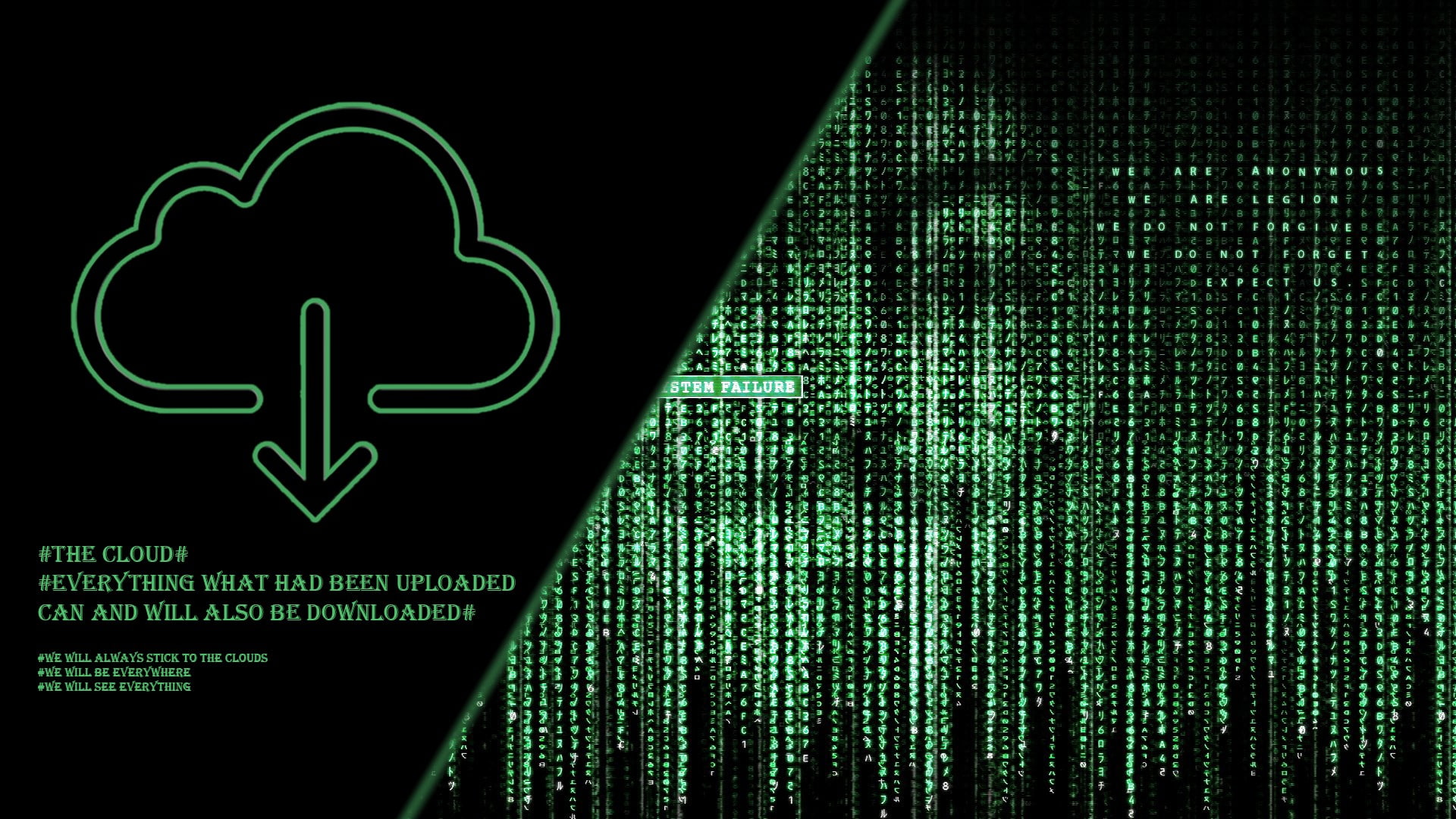 Anonymous, clouds, Code, Green, hacking