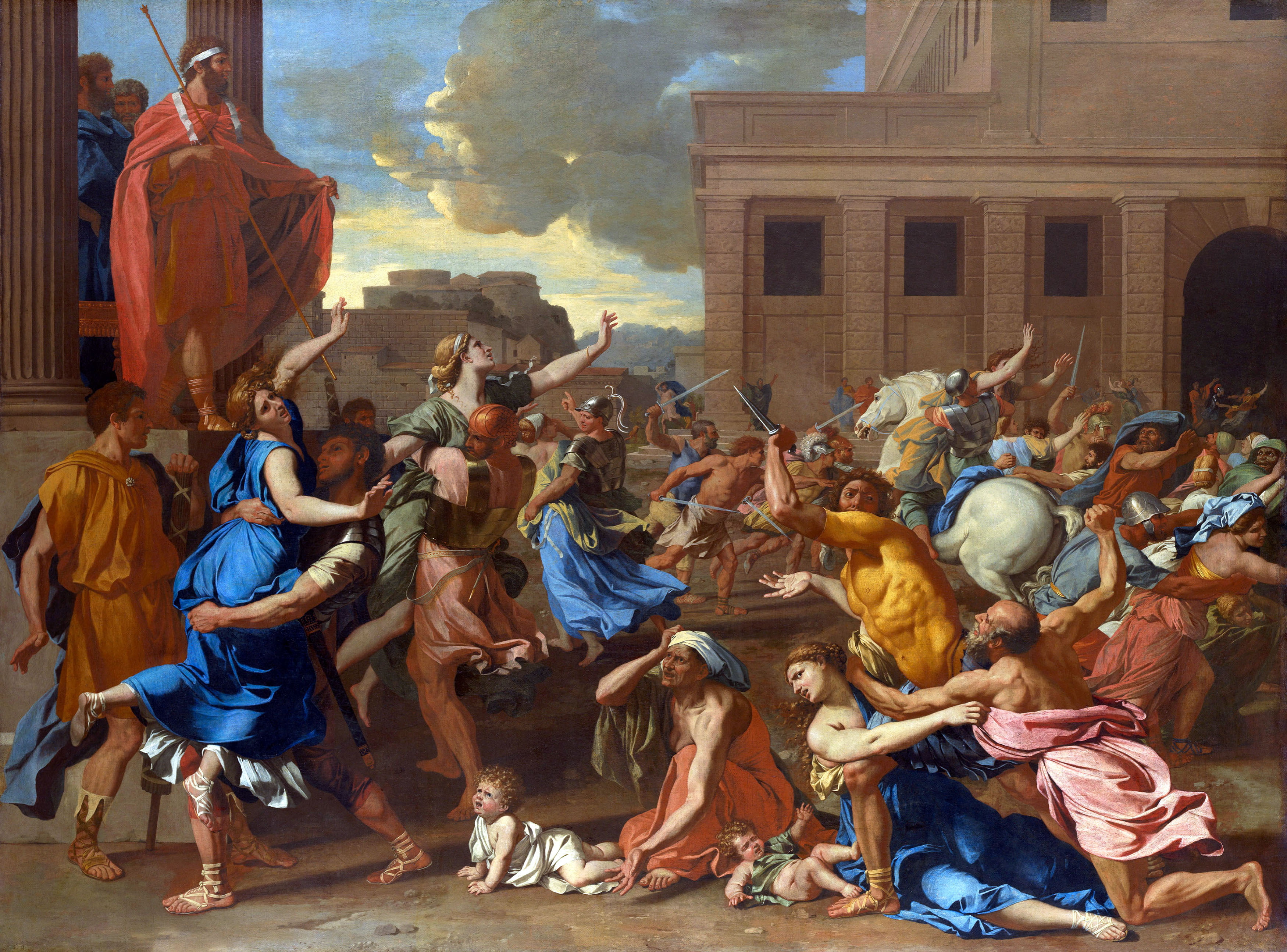 painting, classic art, Rome, Nicolas Poussin, The Abduction of the Sabine Women