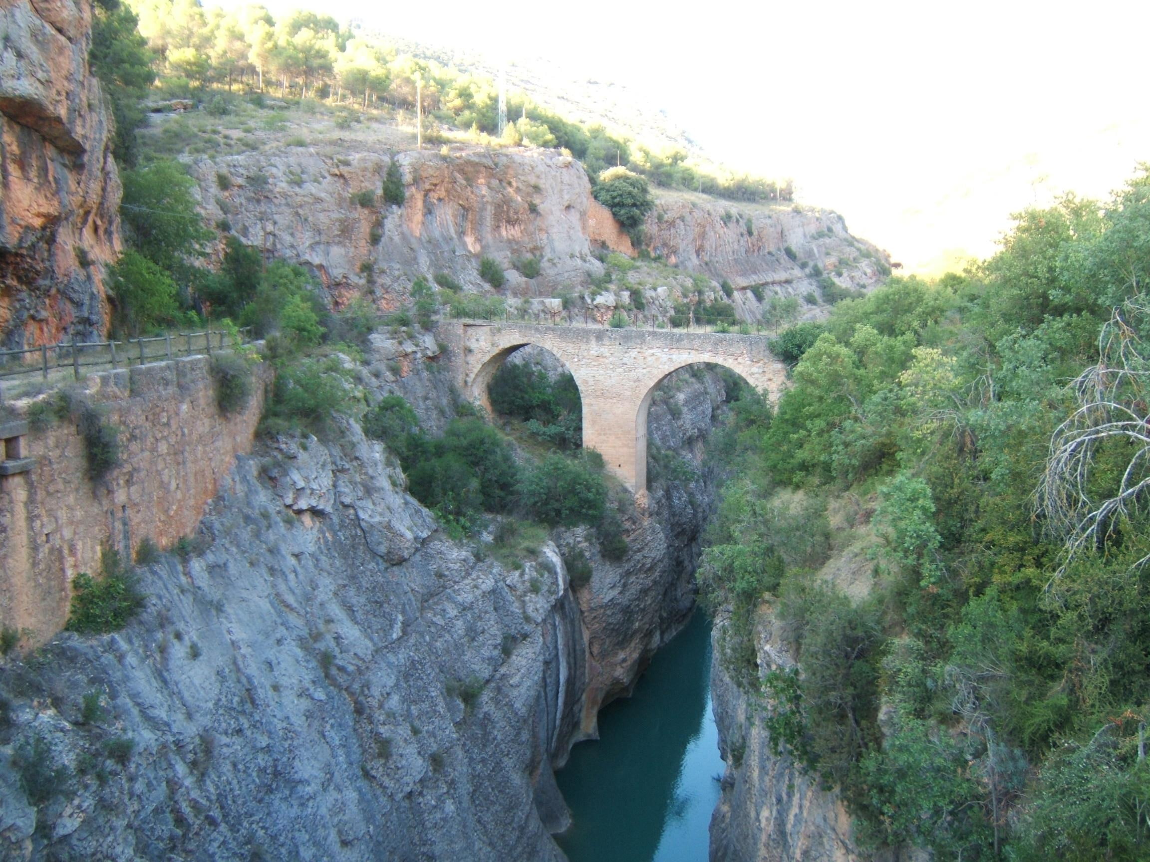 Spain., mountain, river, bridge, nature and landscapes