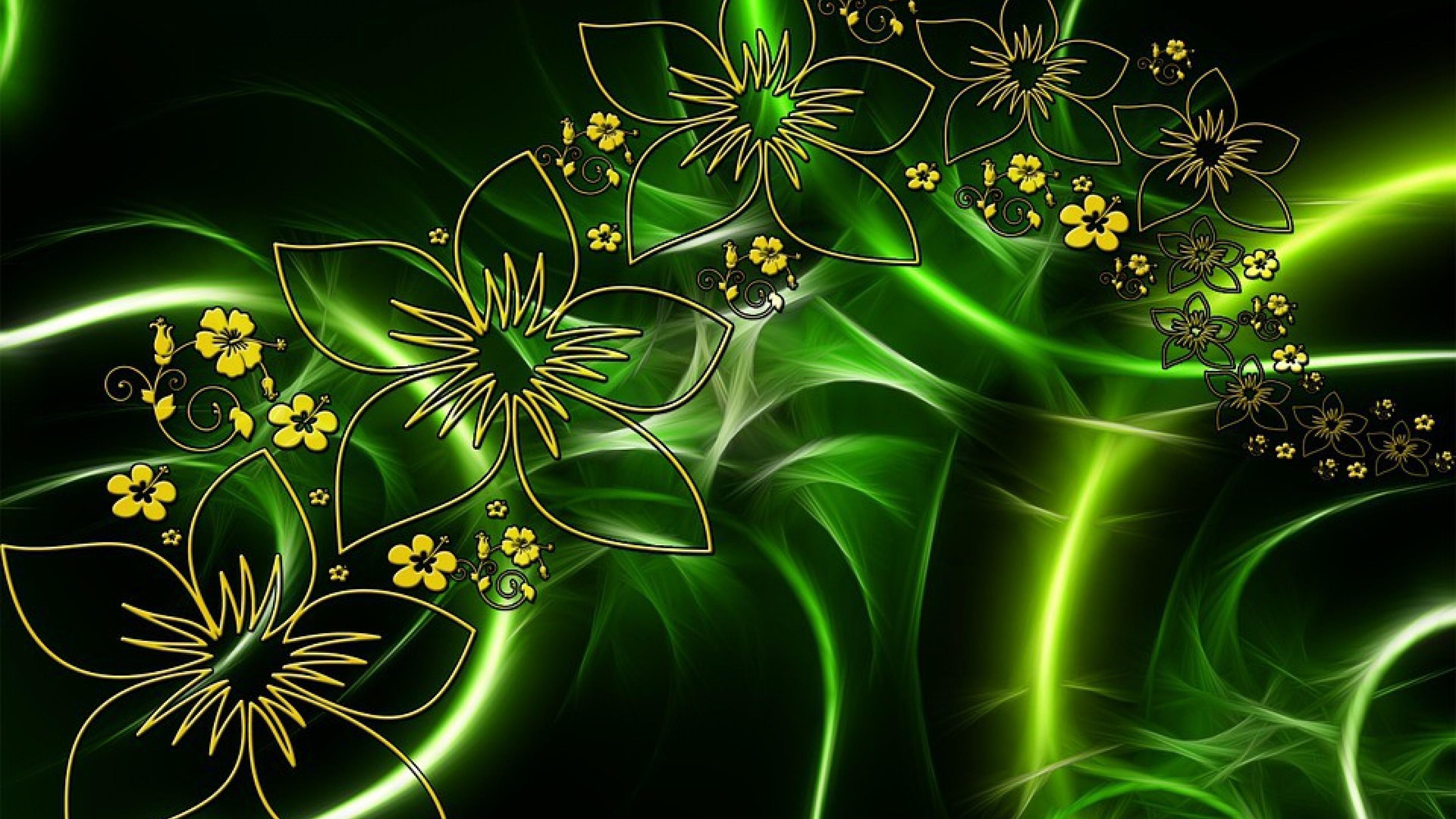 digital art, flowers, green, flora, fractal art, leaf, vision
