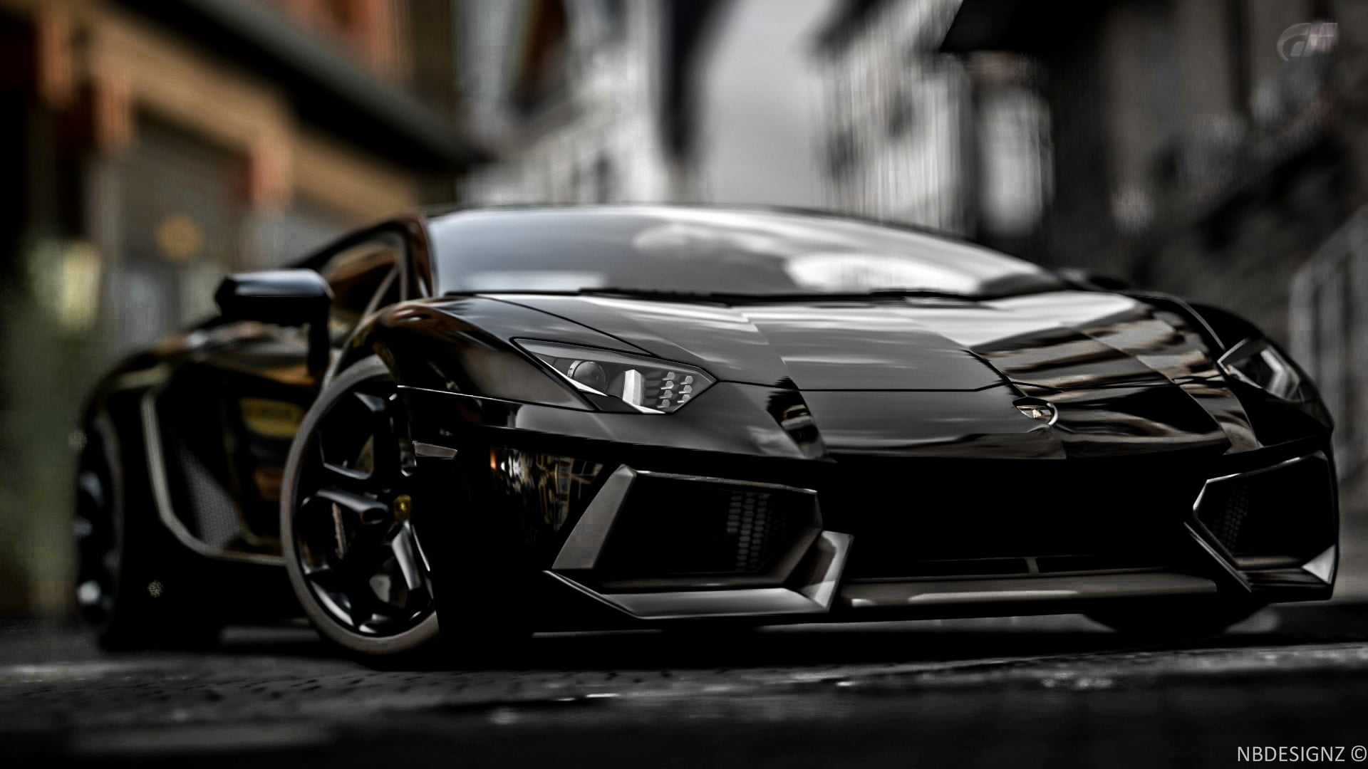black sports car, Lamborghini, Lamborghini Aventador, vehicle